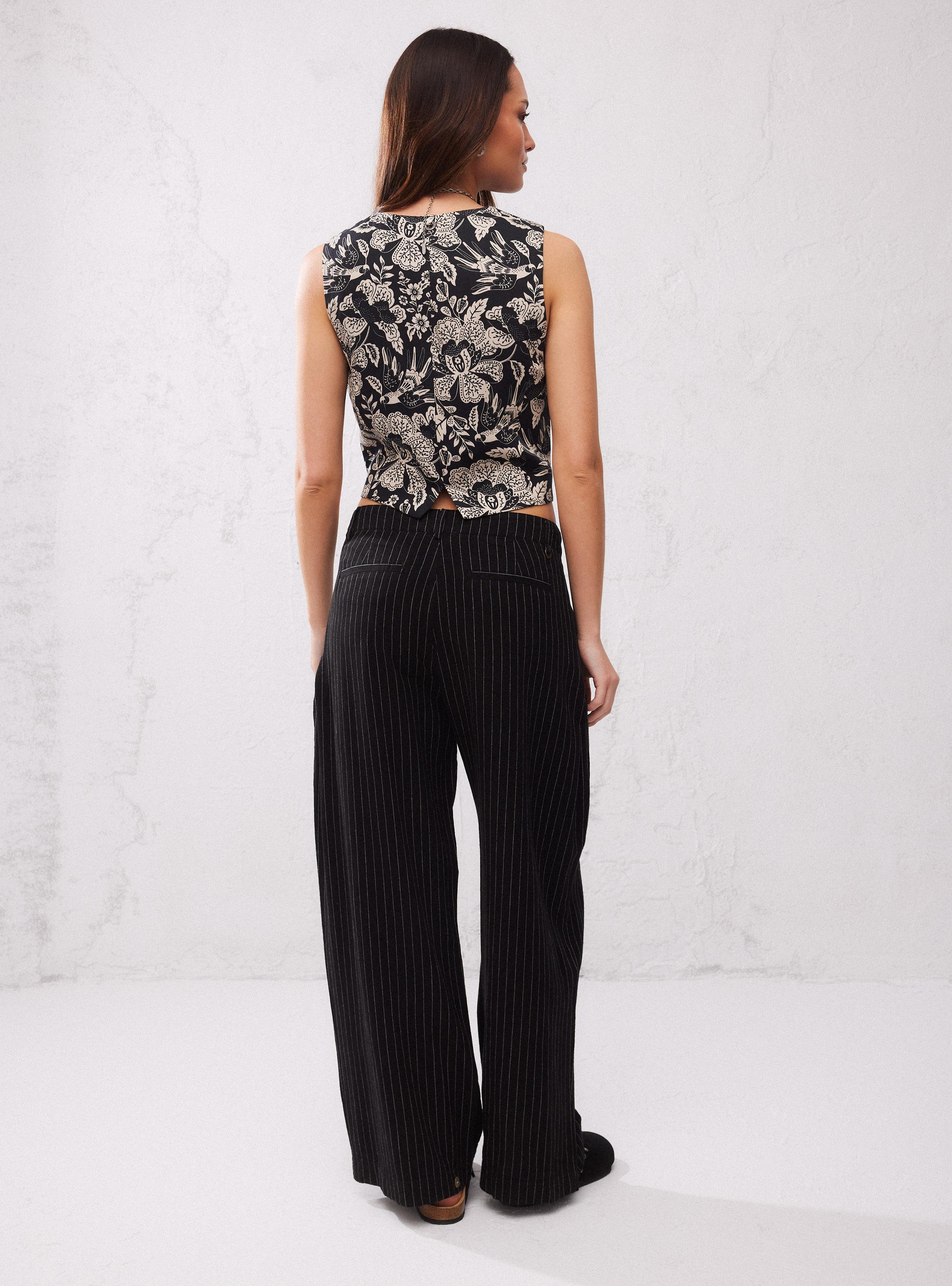 Pantalón Ancho con Botón en Ruedo Ajustable-5