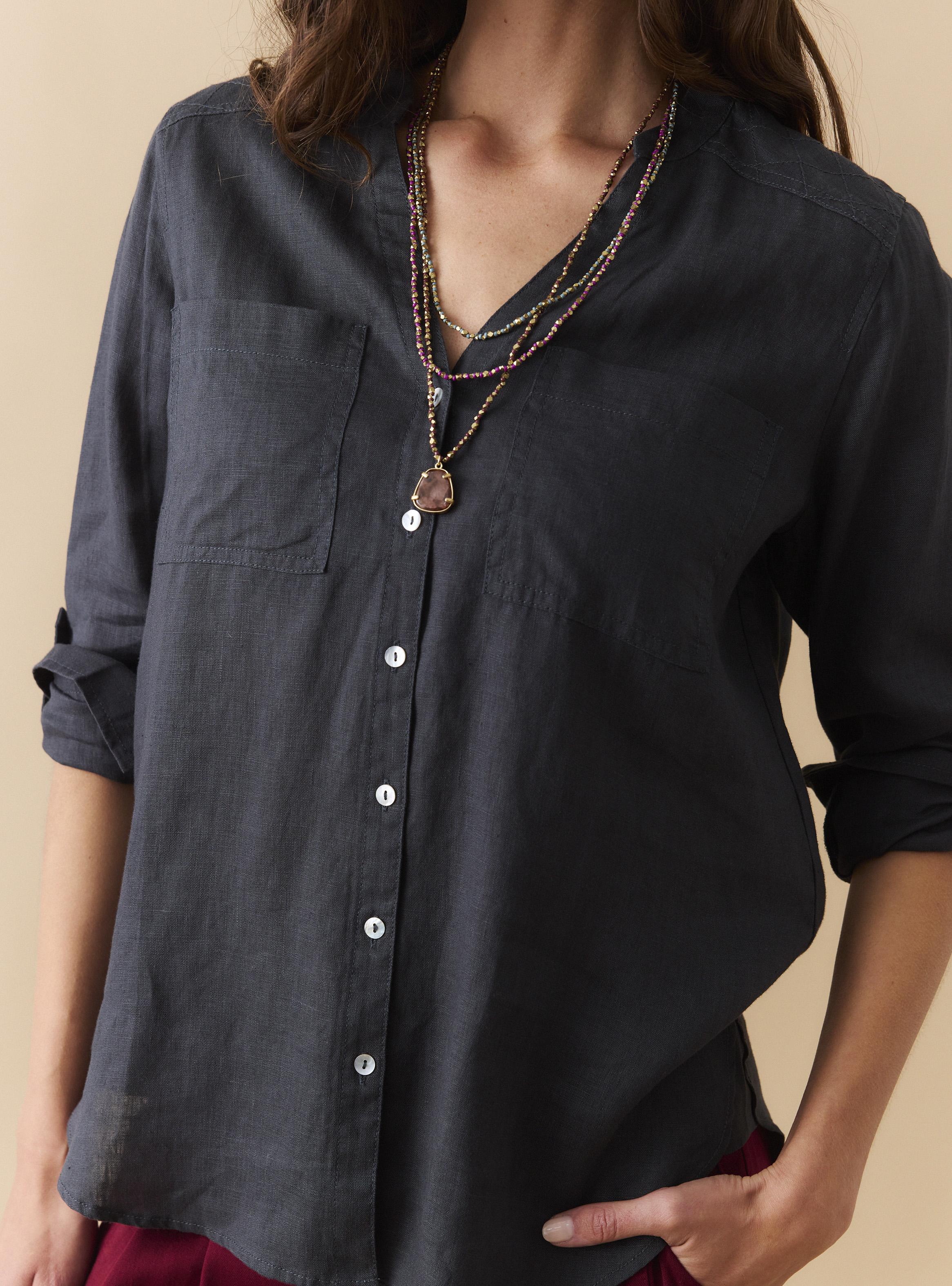 Blusa Lino Cuello Mao Botones-3