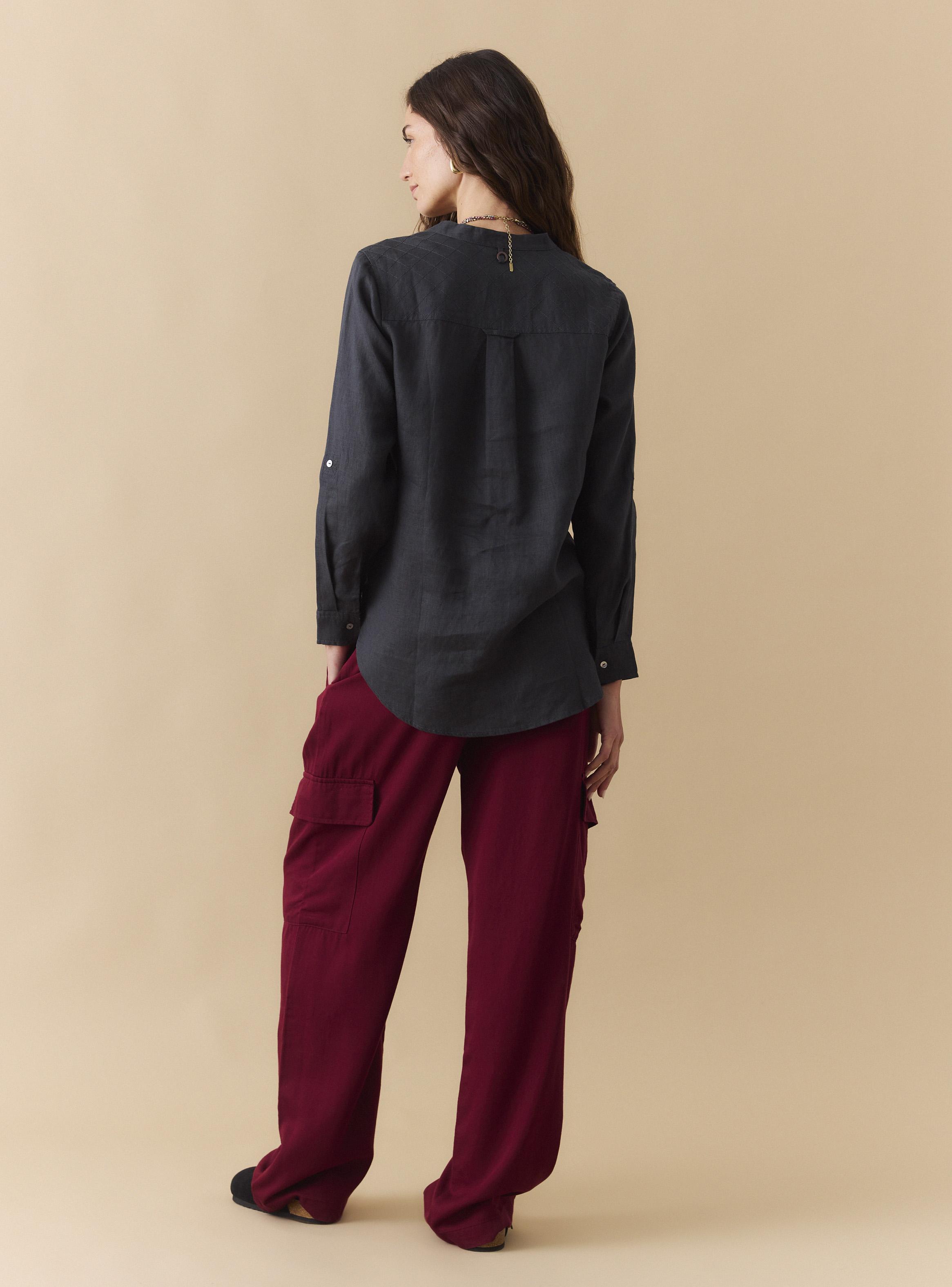 Blusa Lino Cuello Mao Botones-5