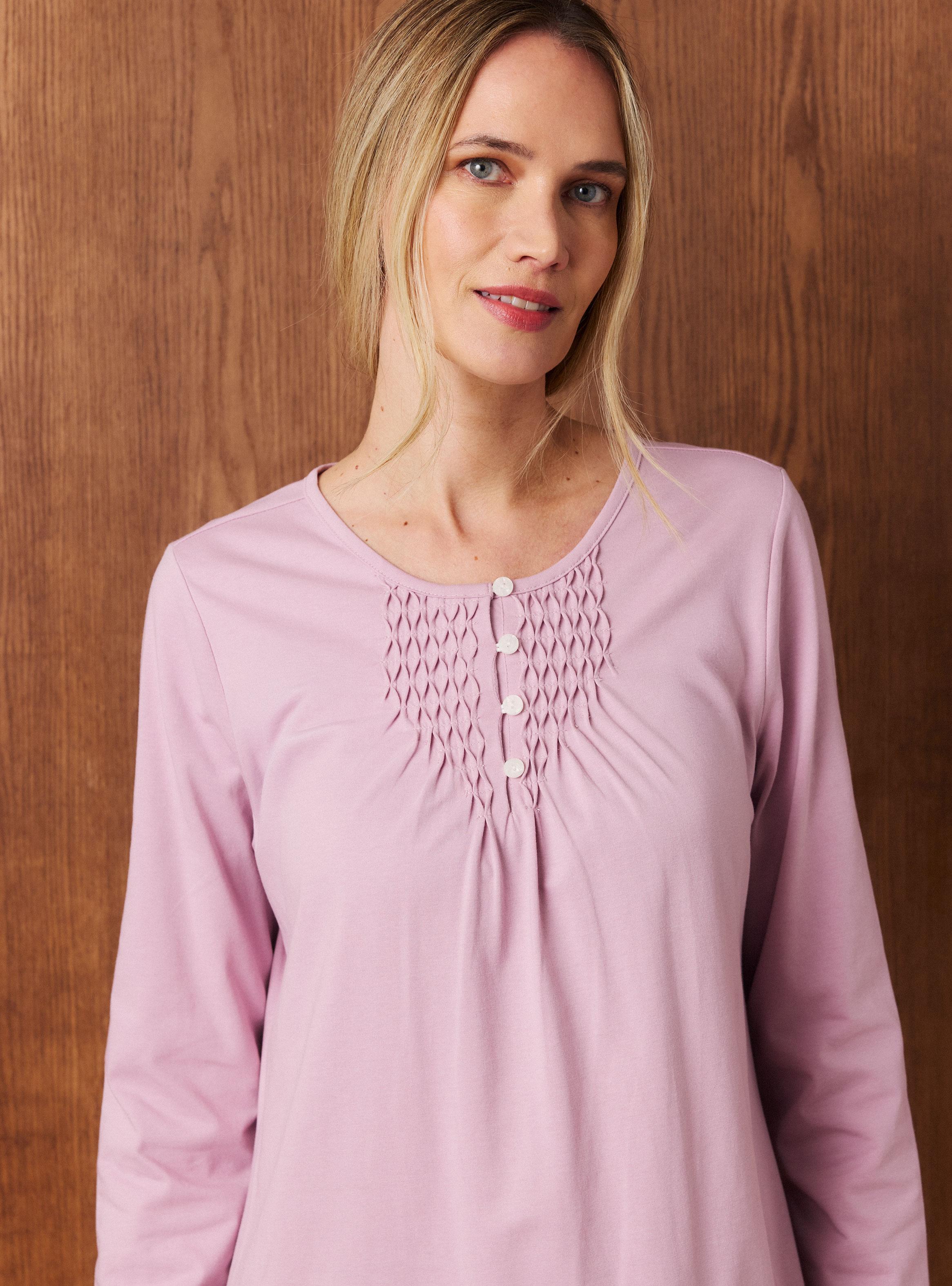 Camisa de Dormir con Diseño Broderie a un Color-2