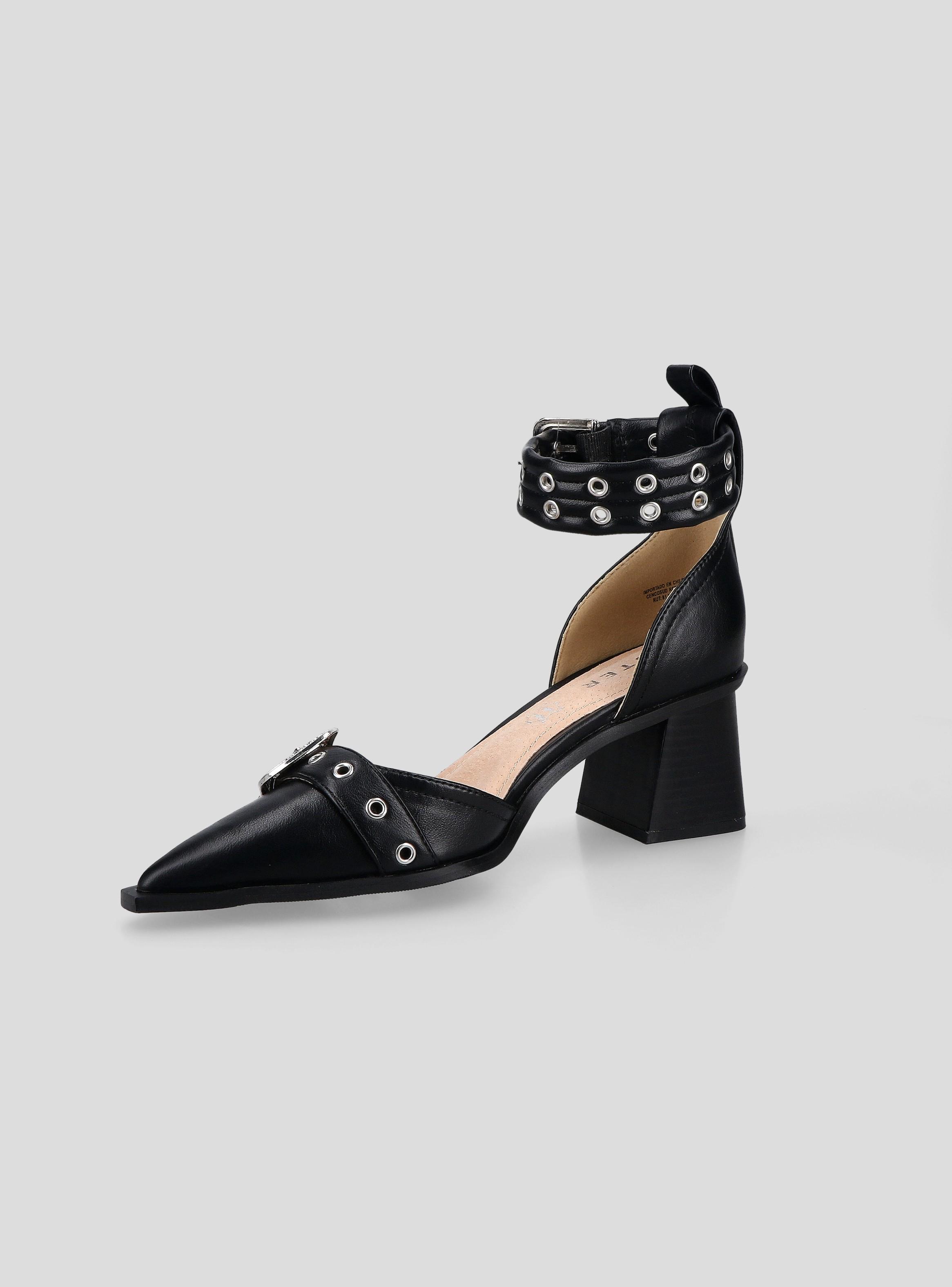 Zapato Casual Taco Hebilla Metálica Mujer-2