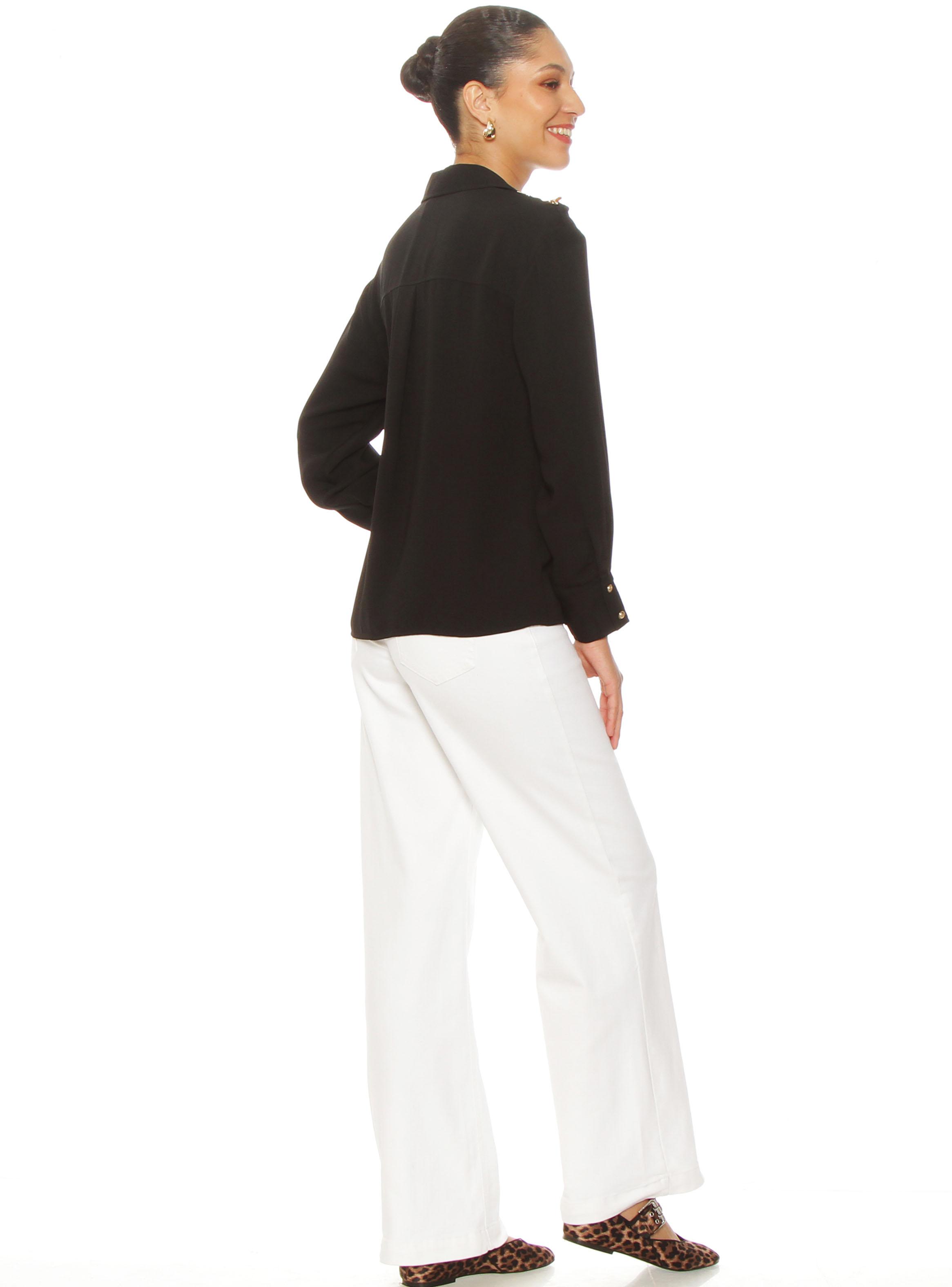 Blusa Manga Larga Abotonada con Bolsillo-4