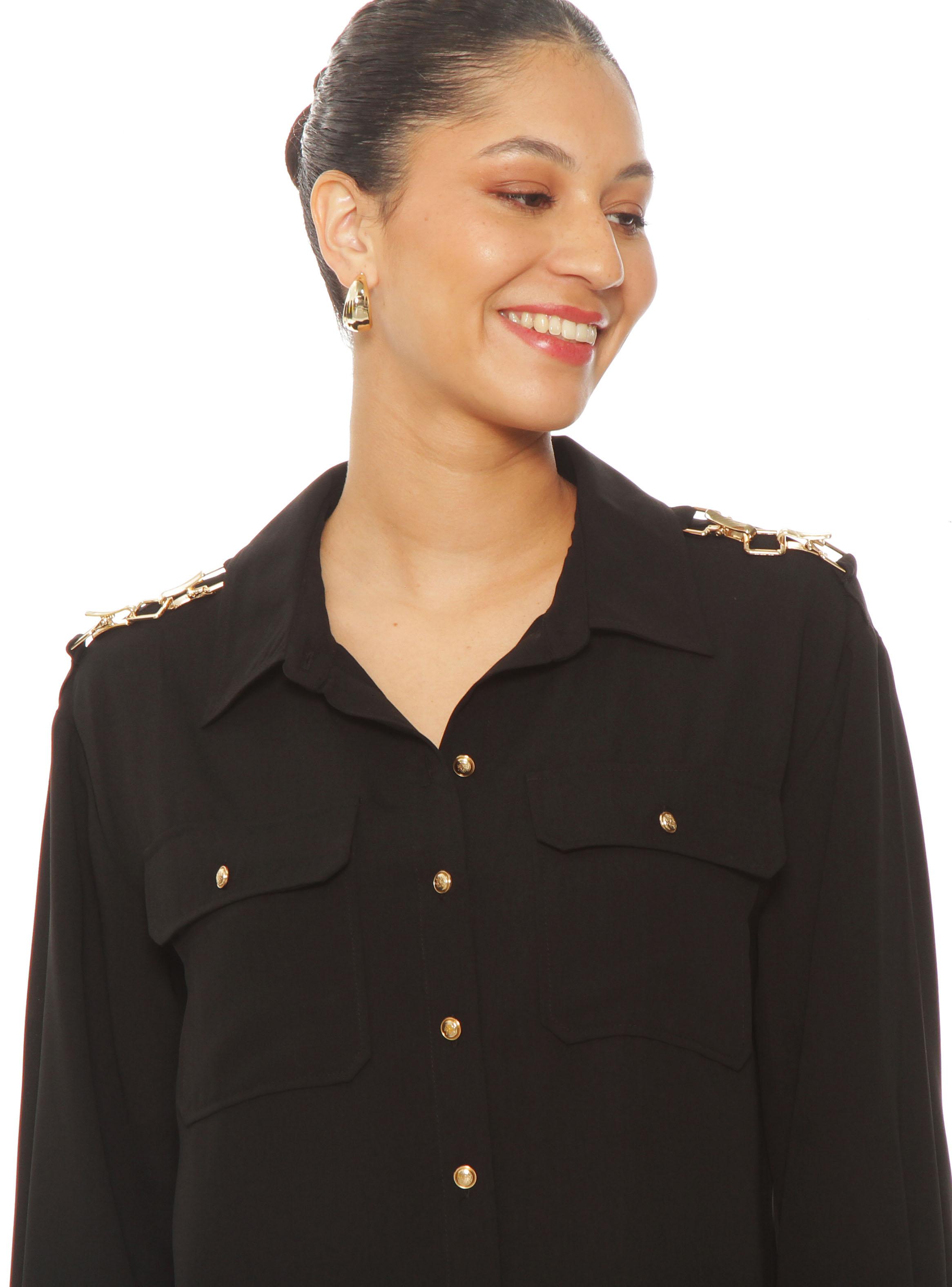 Blusa Manga Larga Abotonada con Bolsillo-2