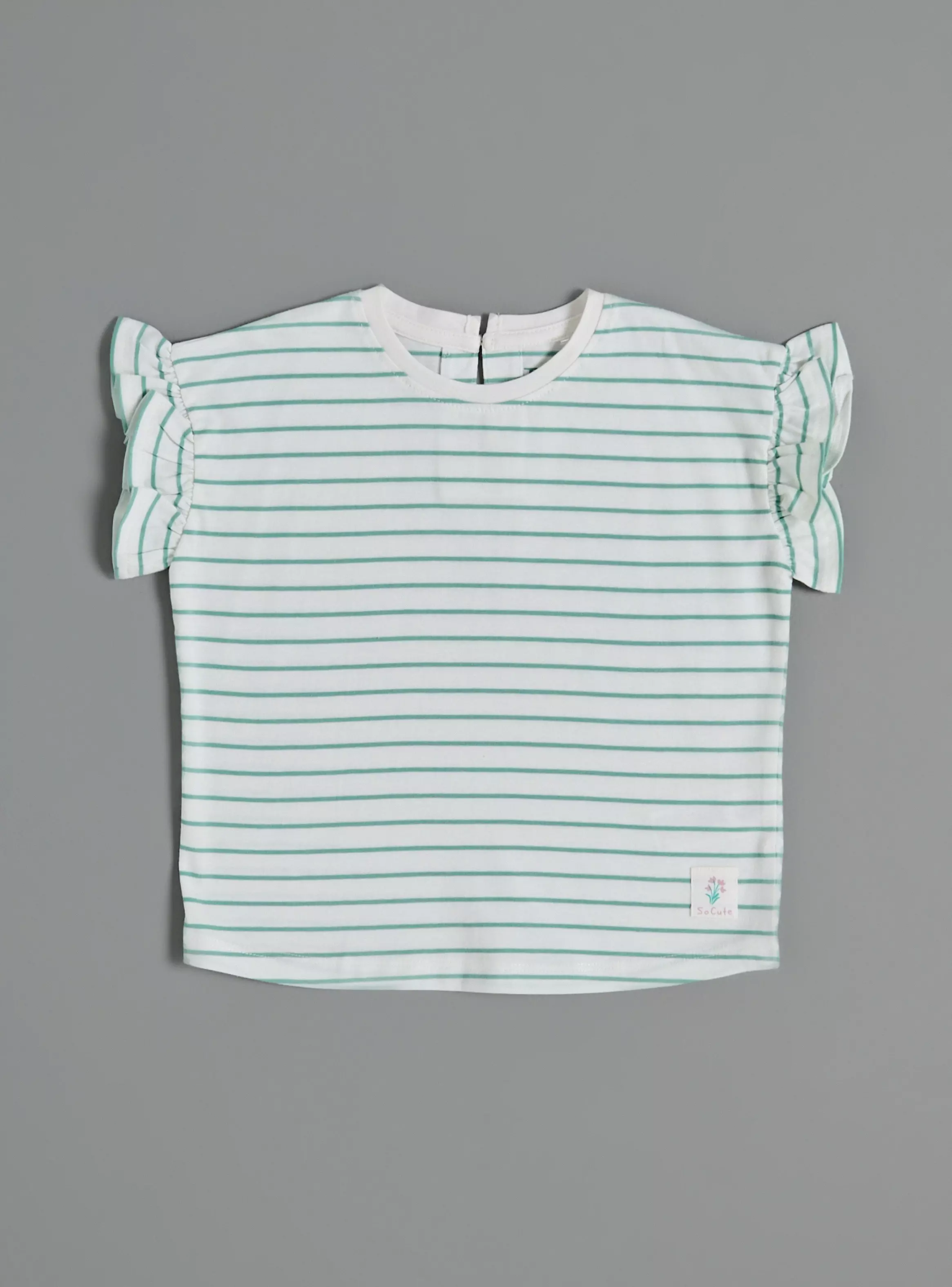 Polera Rayas Finas Estampadas y Manga Vuelo-1