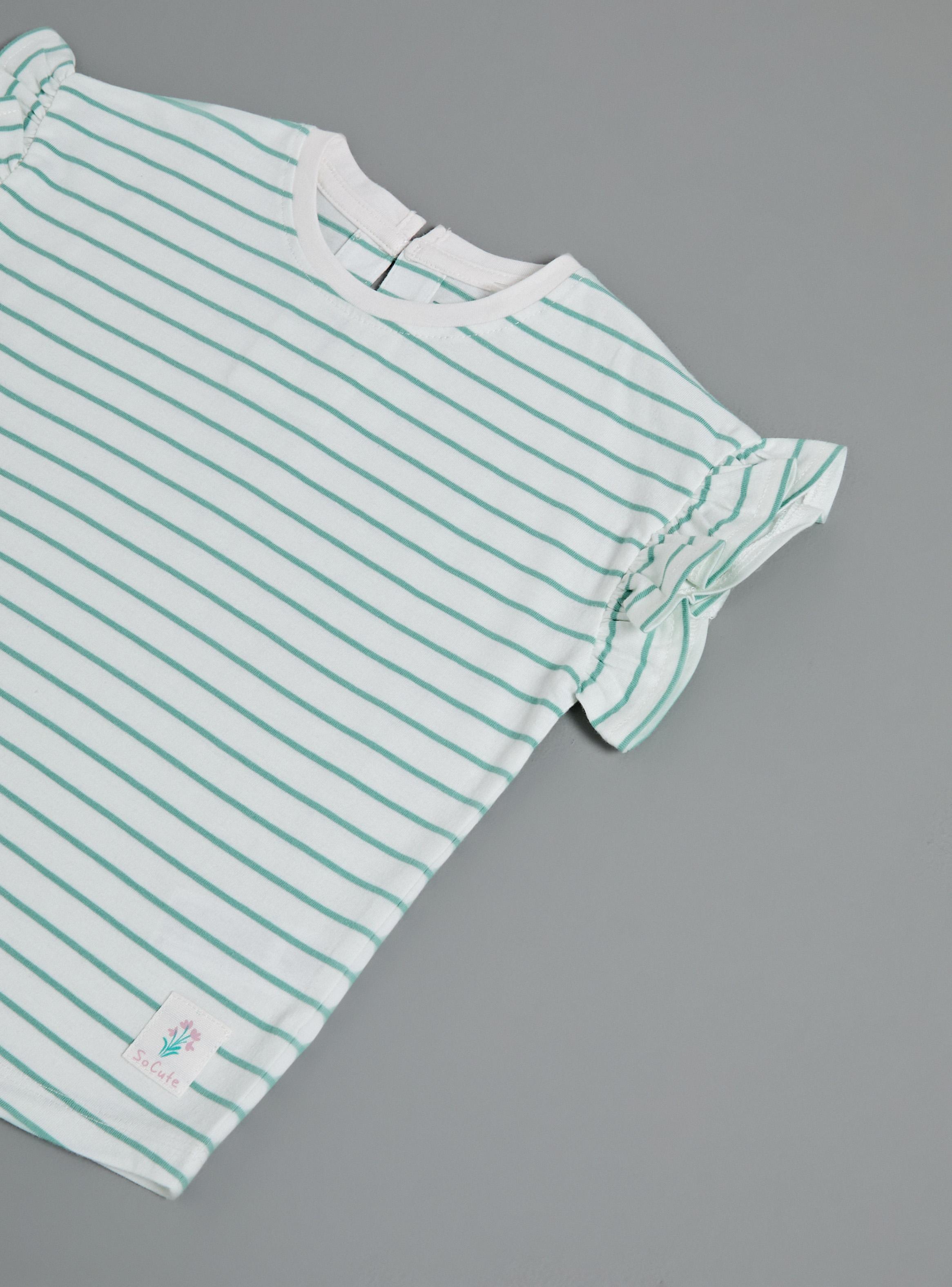 Polera Rayas Finas Estampadas y Manga Vuelo-3