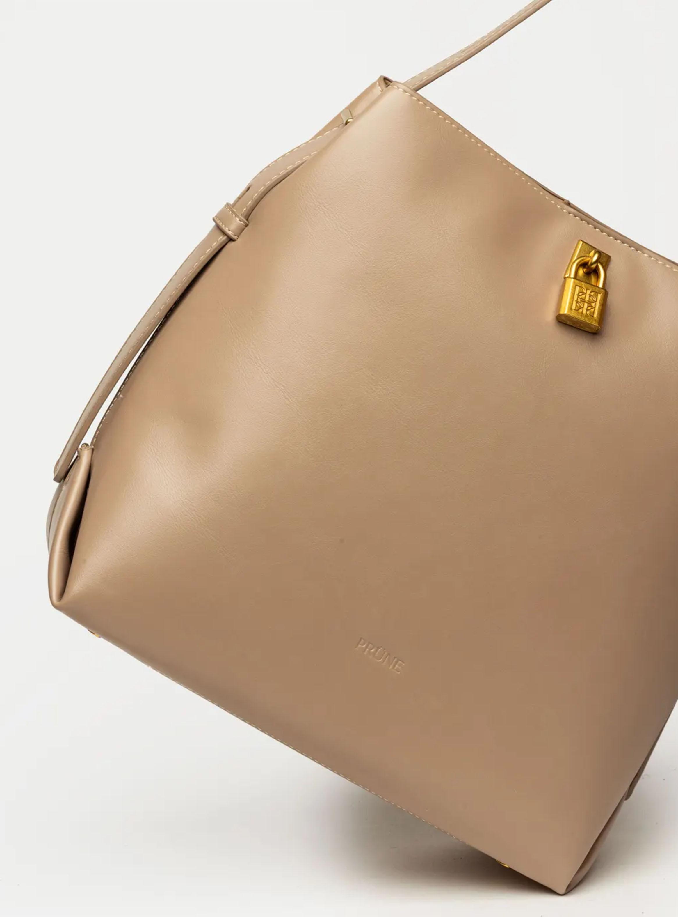 Cartera de Hombro Tipo Bolso The Lock Beige-2