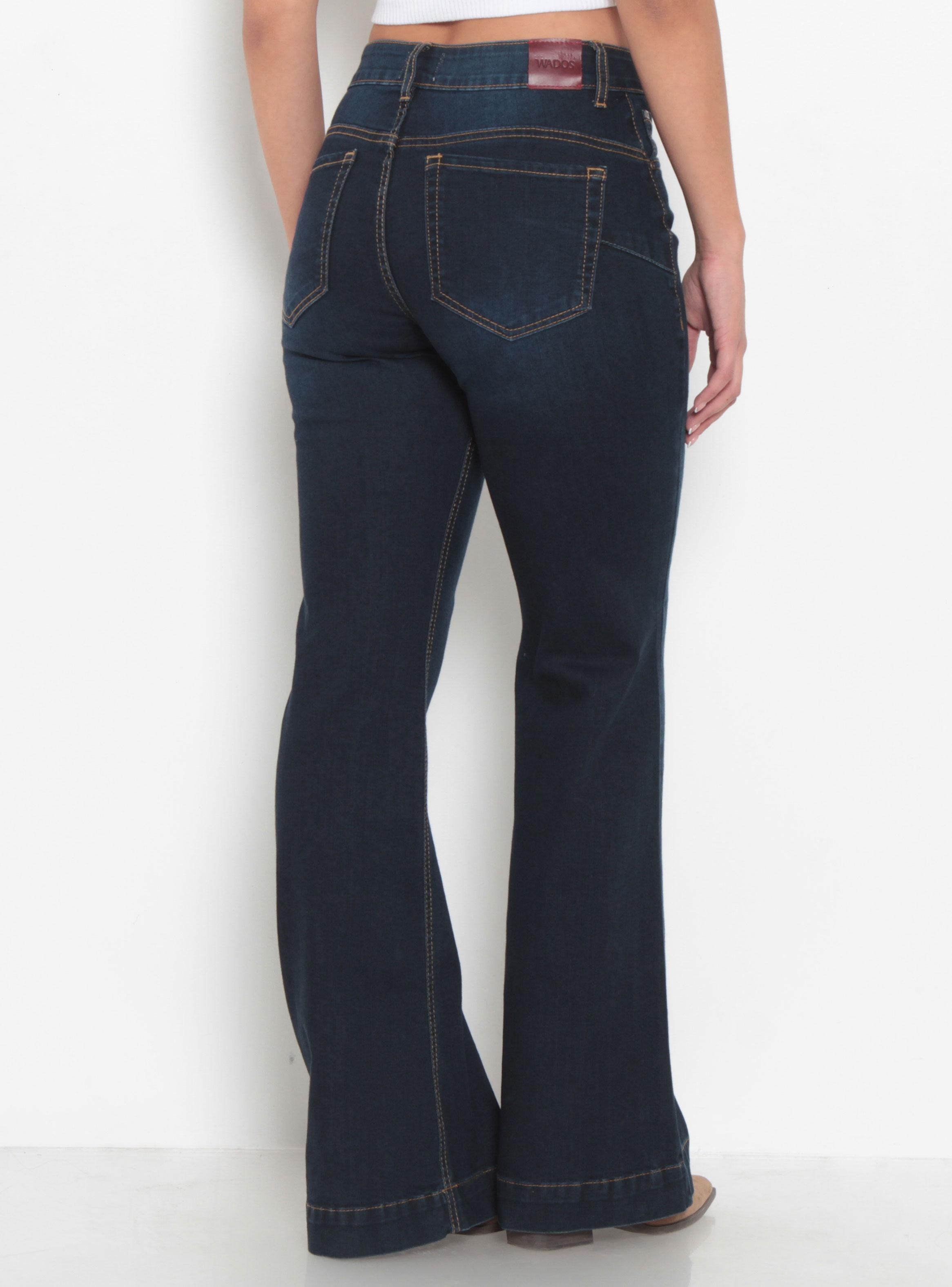 Jeans Flare Tiro Alto Pretina 2 Botones J34-1