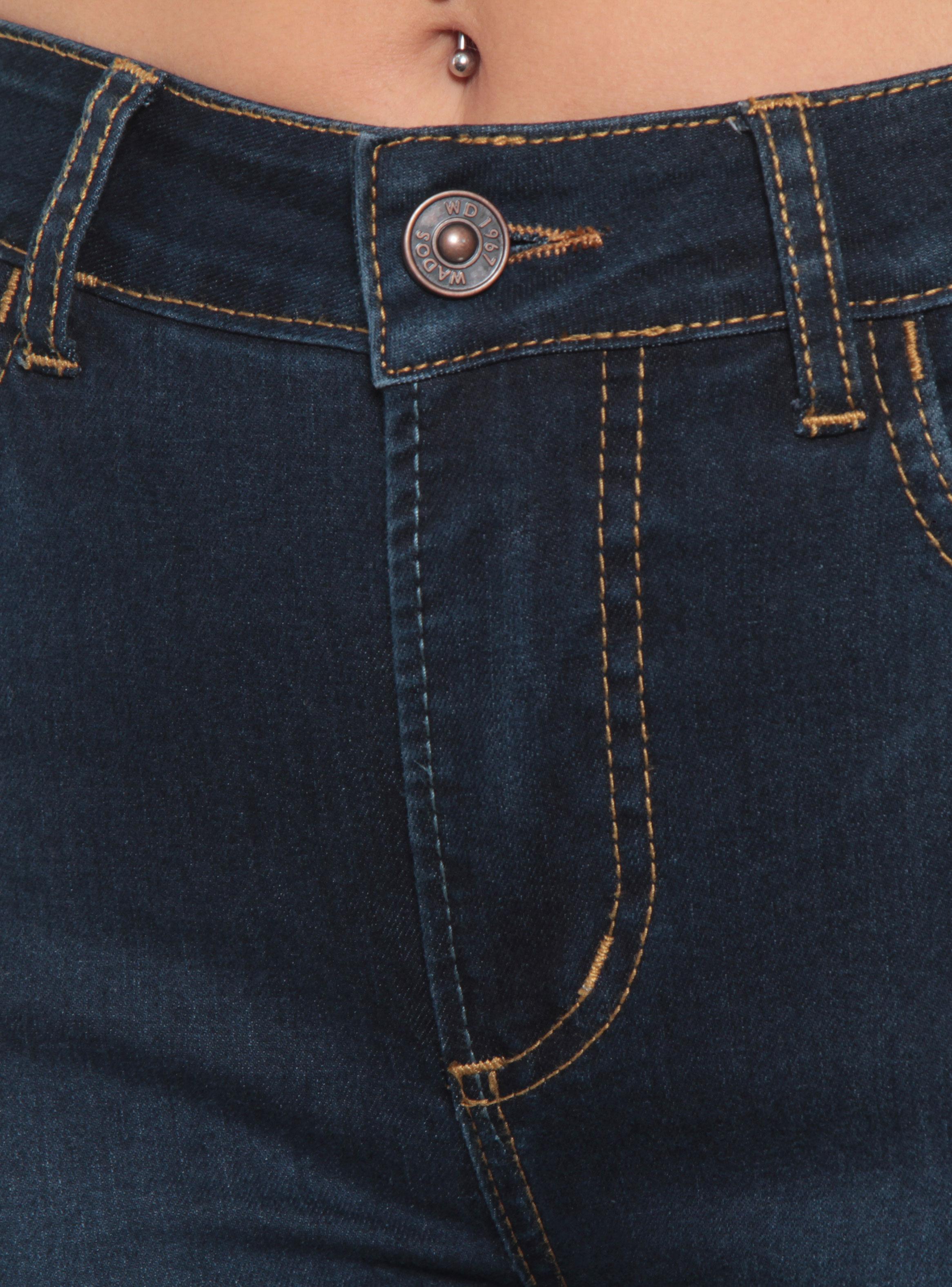 Jeans Flare Tiro Alto Pretina 2 Botones J34-2