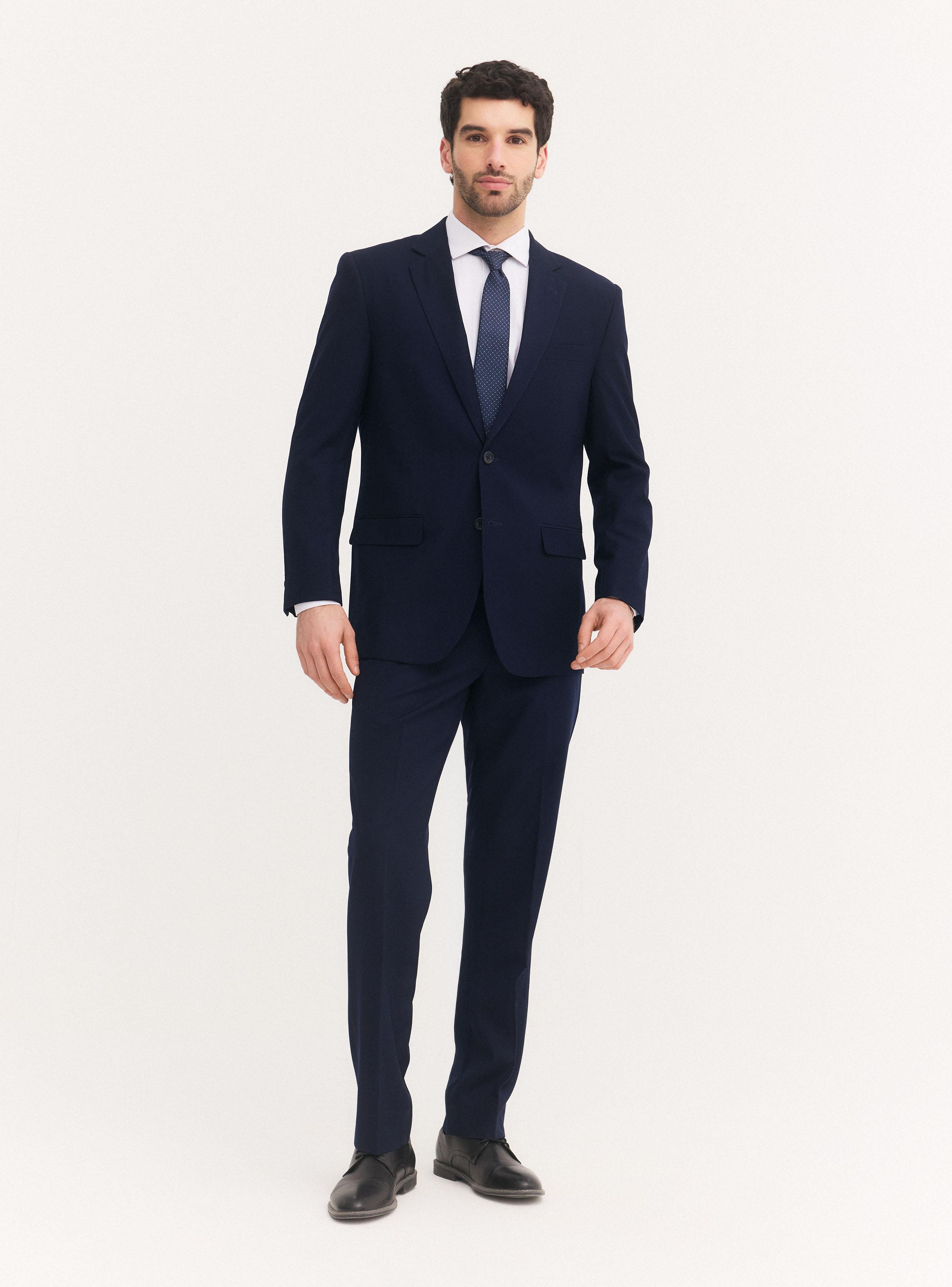 Traje Recto Formal  Lana Poliéster Liso-4
