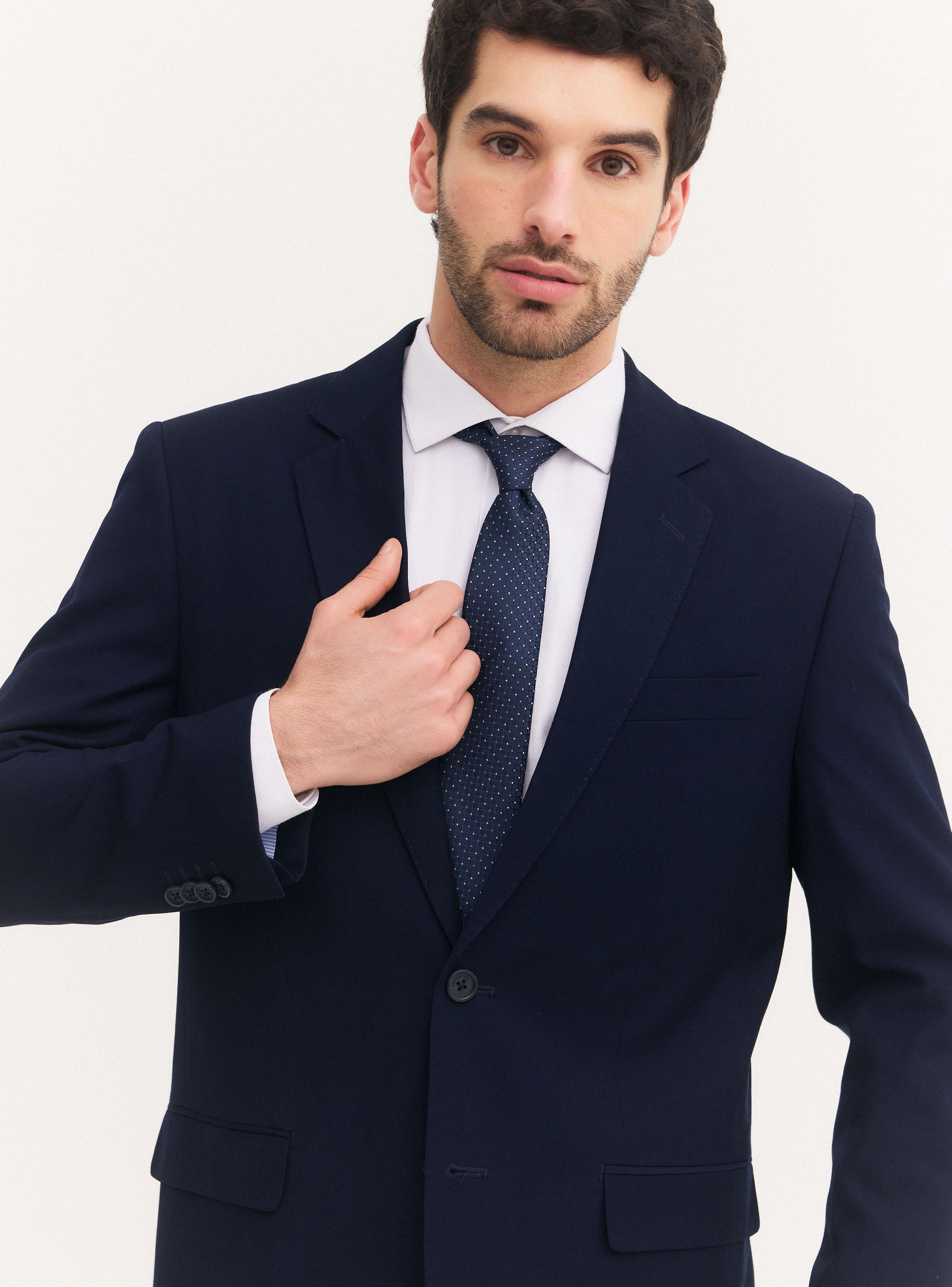 Traje Recto Formal  Lana Poliéster Liso-2