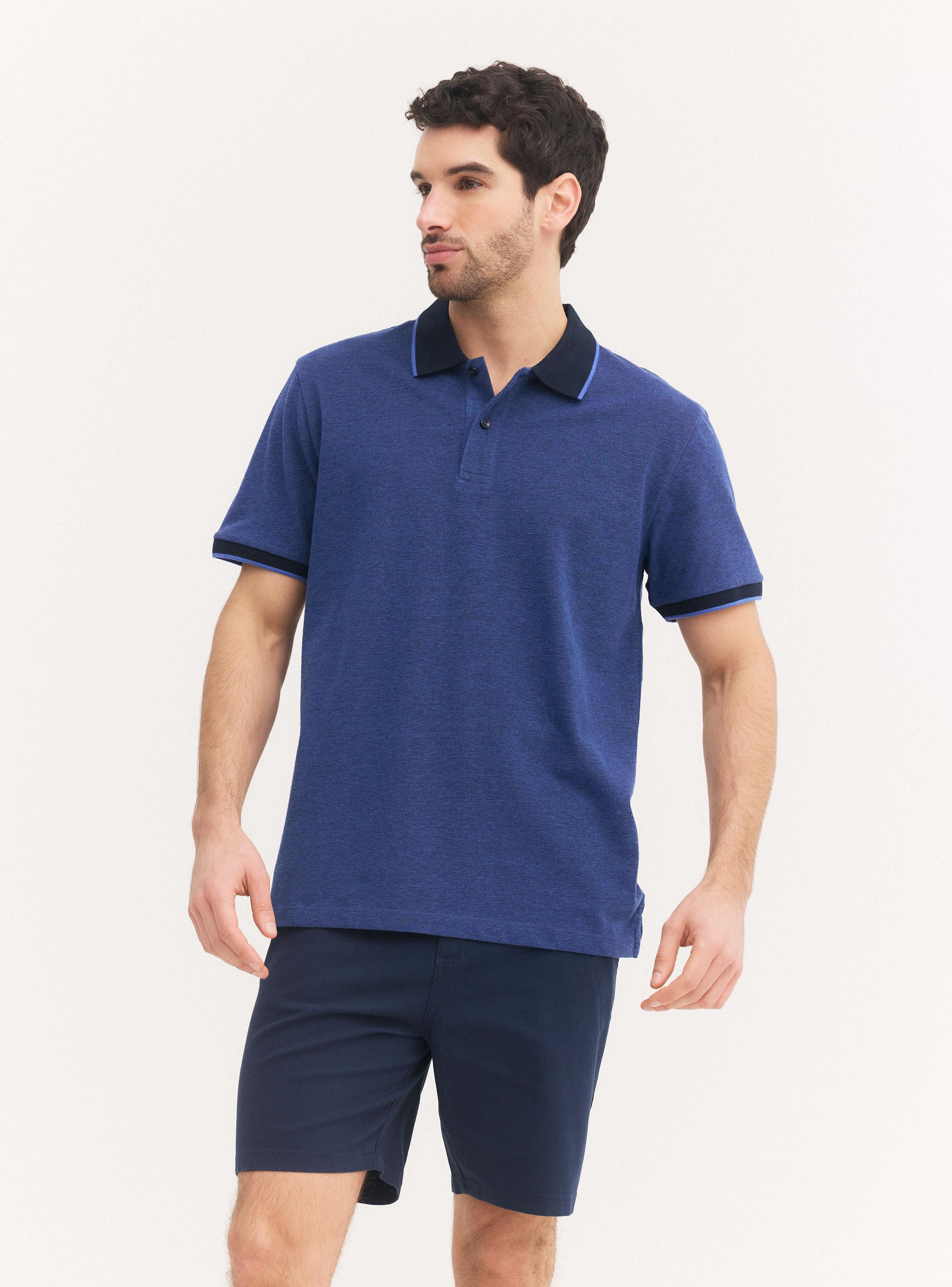 Polera Manga Corta Polo Cuello Contrastado-0