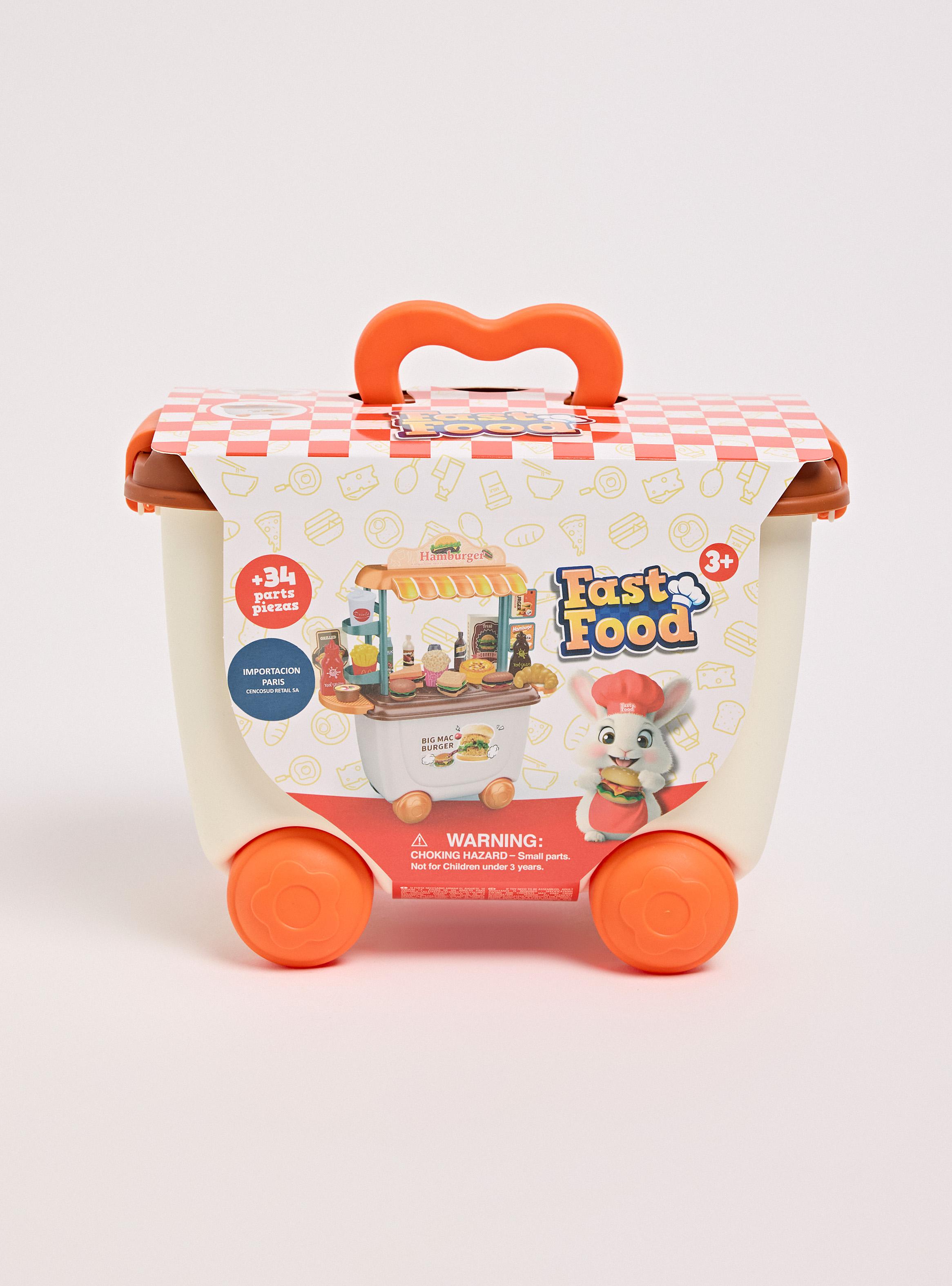 Juguete Mini Hogar Carrito de Comida Rápida 34 Piezas-3