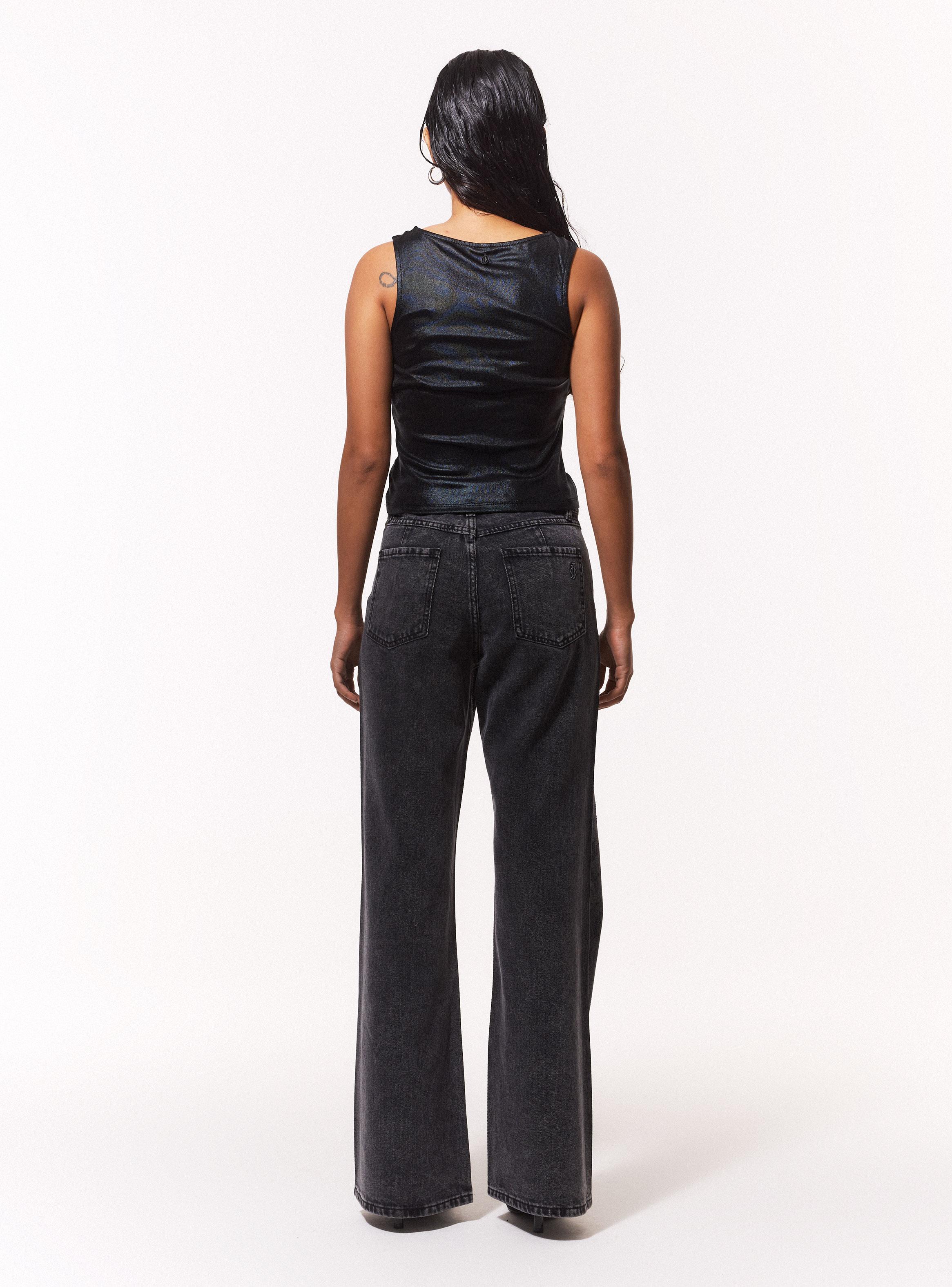 Jeans Wide Leg con Gráfica de Strass-5