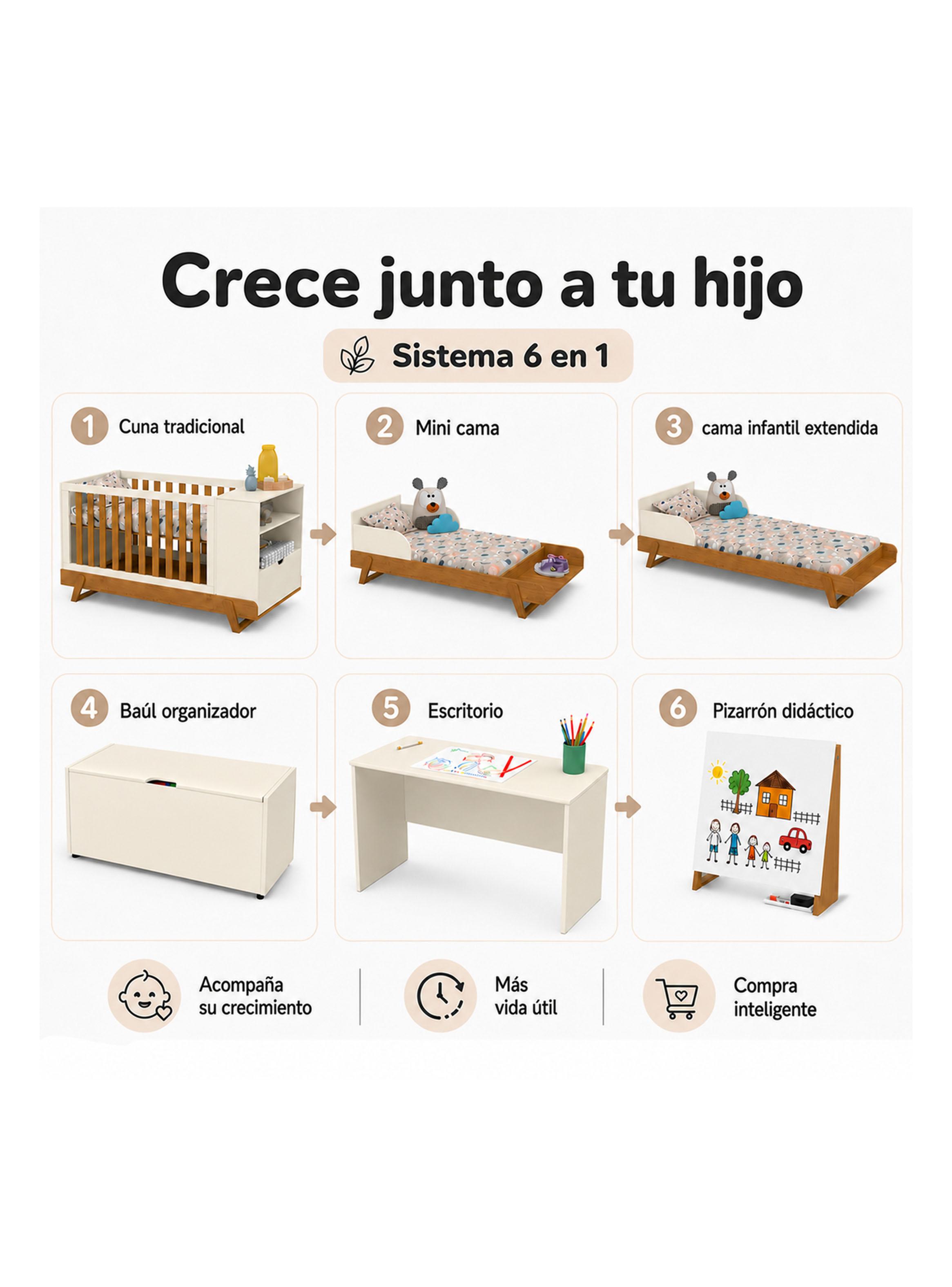 Cuna Multifunción Max Miel Beige Eco Wood-2