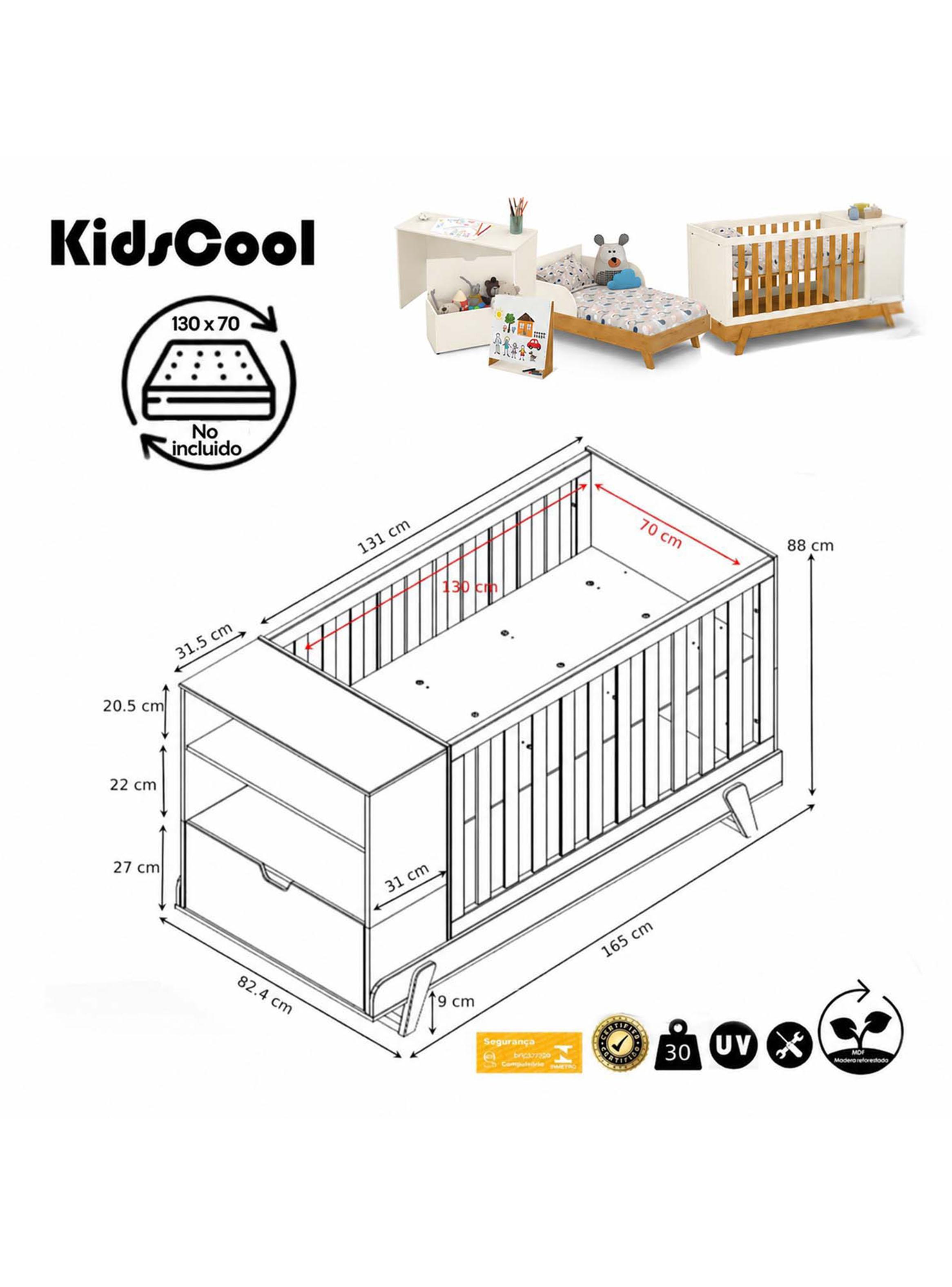 Cuna Multifunción Max Miel Beige Eco Wood-1
