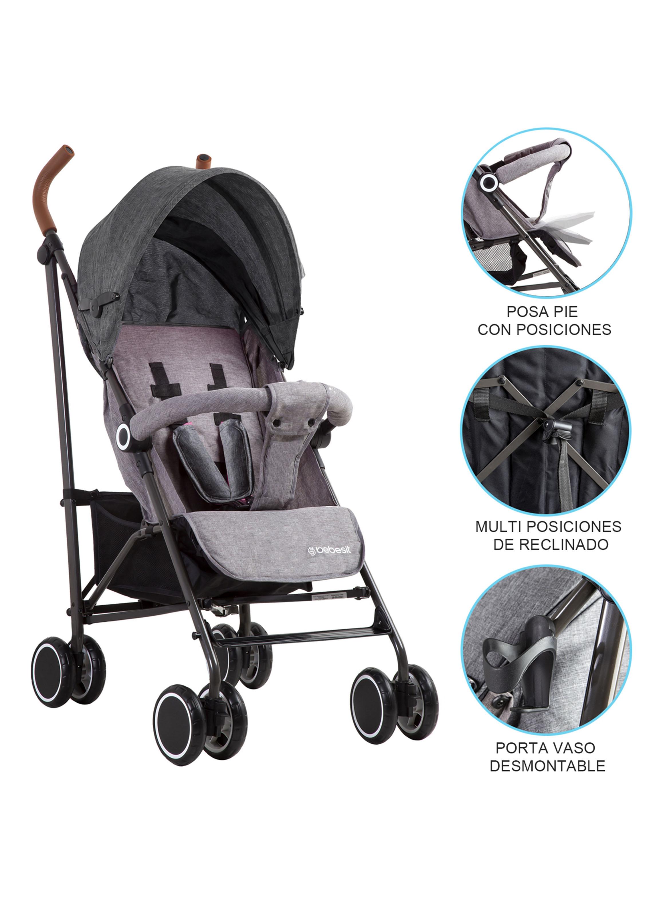 Coche Paragua Clap Melange Gris Bebesit-3