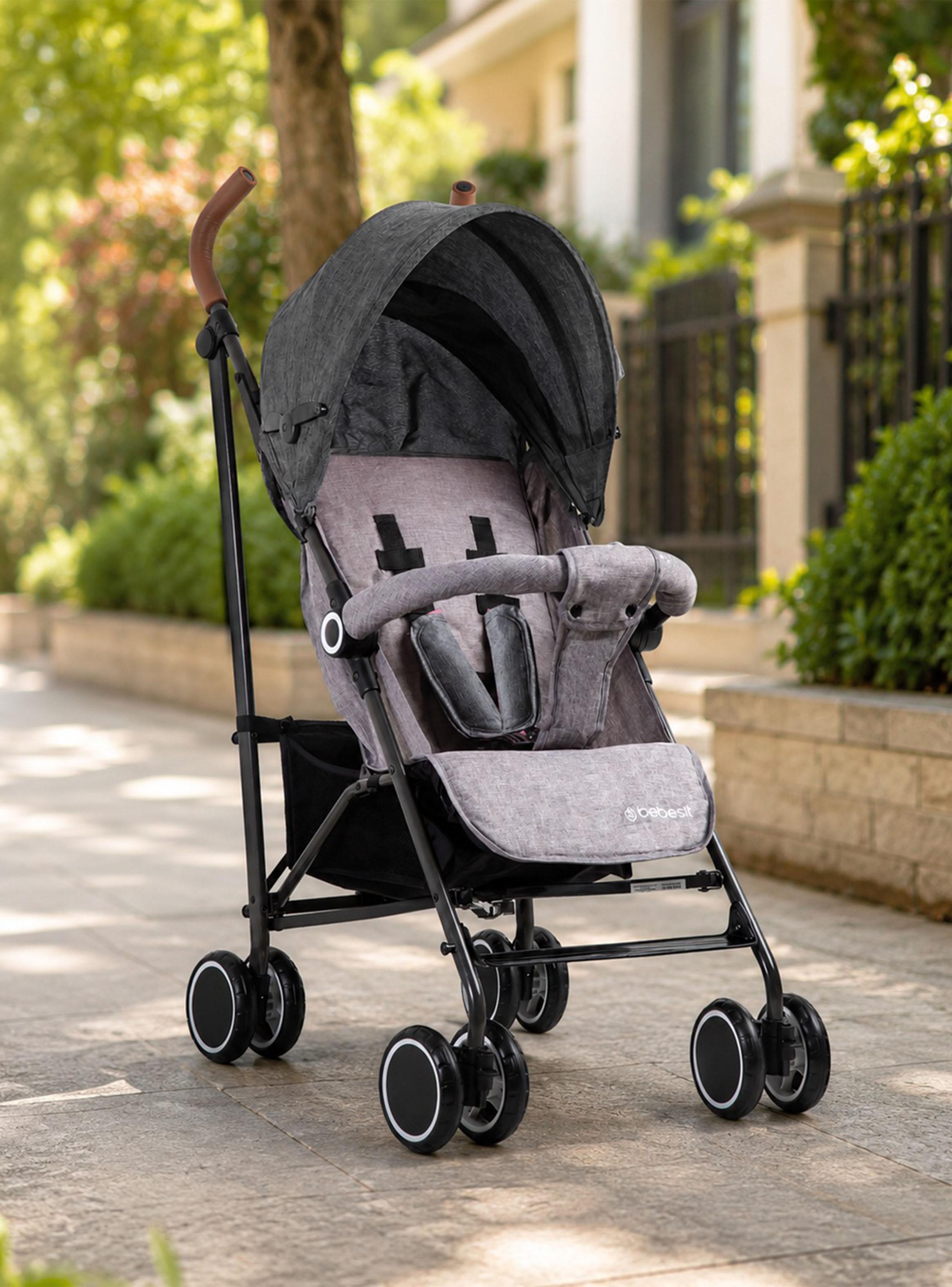 Coche Paragua Clap Melange Gris Bebesit-4