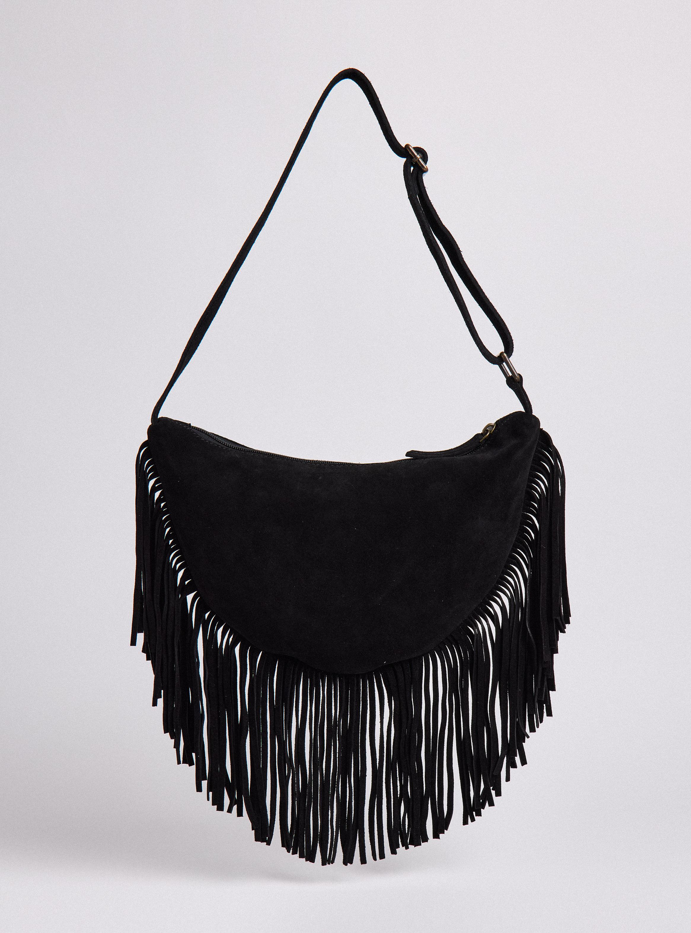 Cartera de Mano con Detalle Tachas y Flecos Gamuza-2