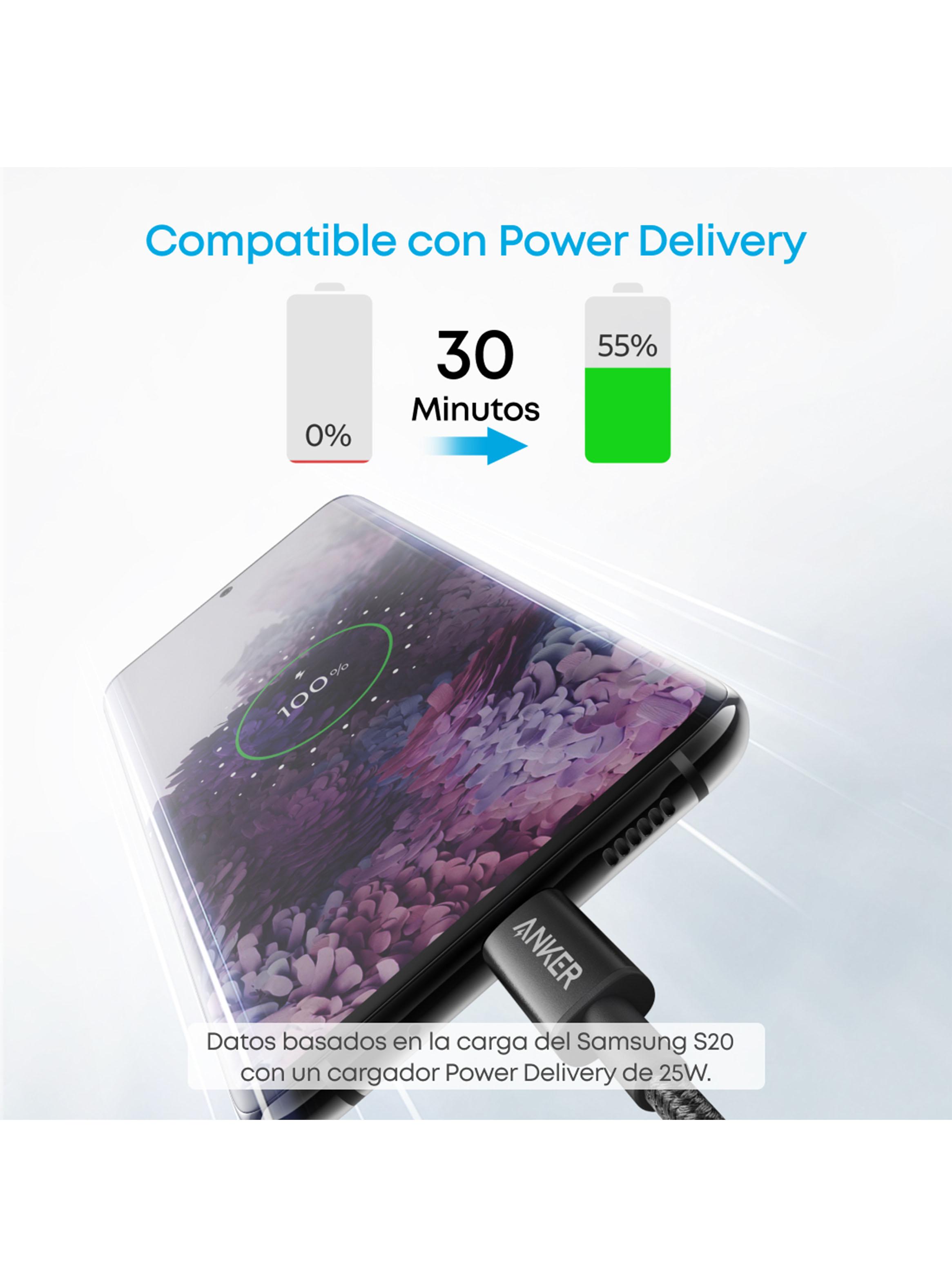 Cable Cargador 60W USB-C a USB-C 1m Negro-2