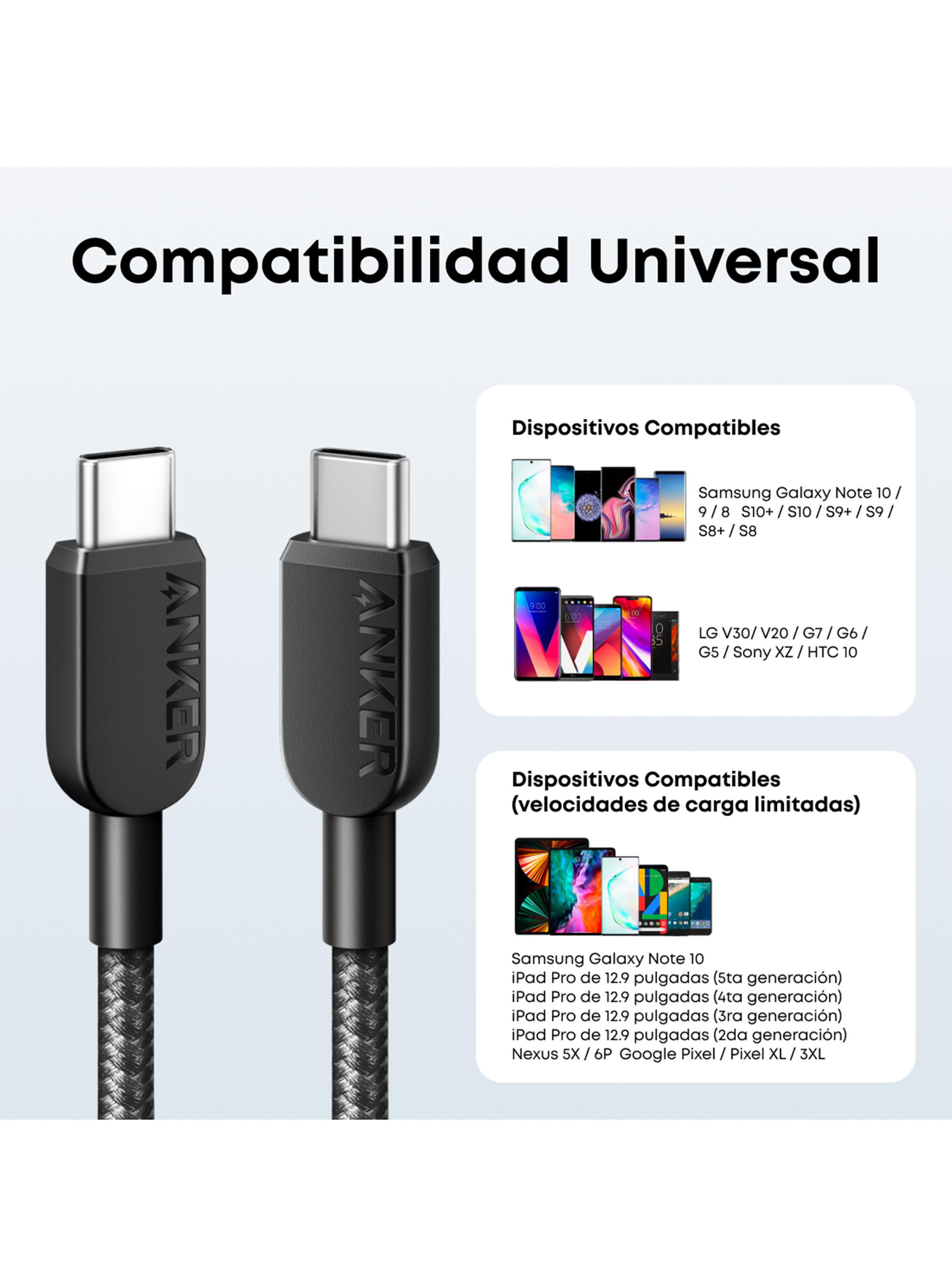 Cable Cargador 15W USB-A a USB-C 1m Negro-3