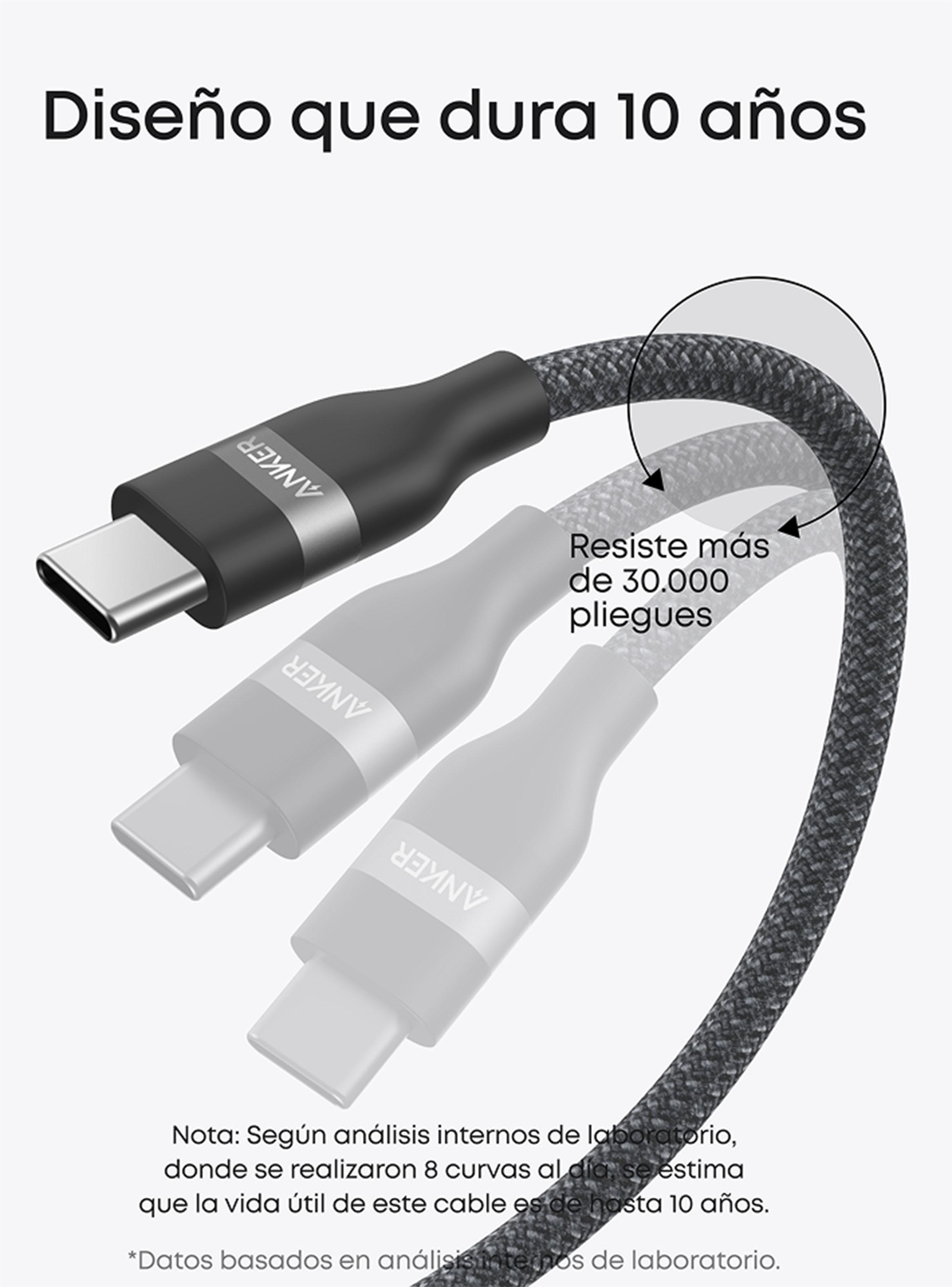 Cable Cargador 240W USB-C a USB-C 1m Negro-3