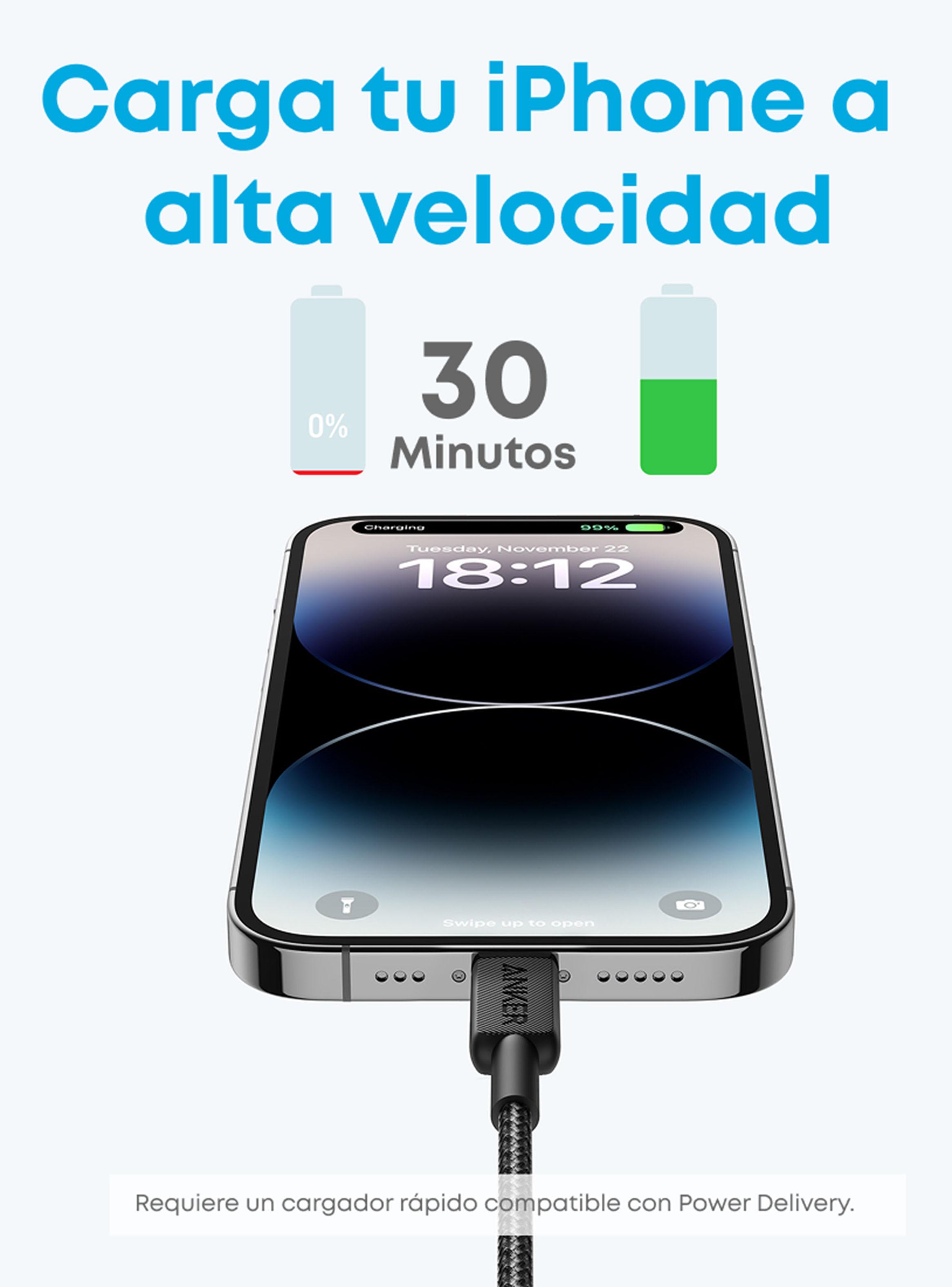 Cable Cargador 60W USB-C a Lightning 1m Negro-3