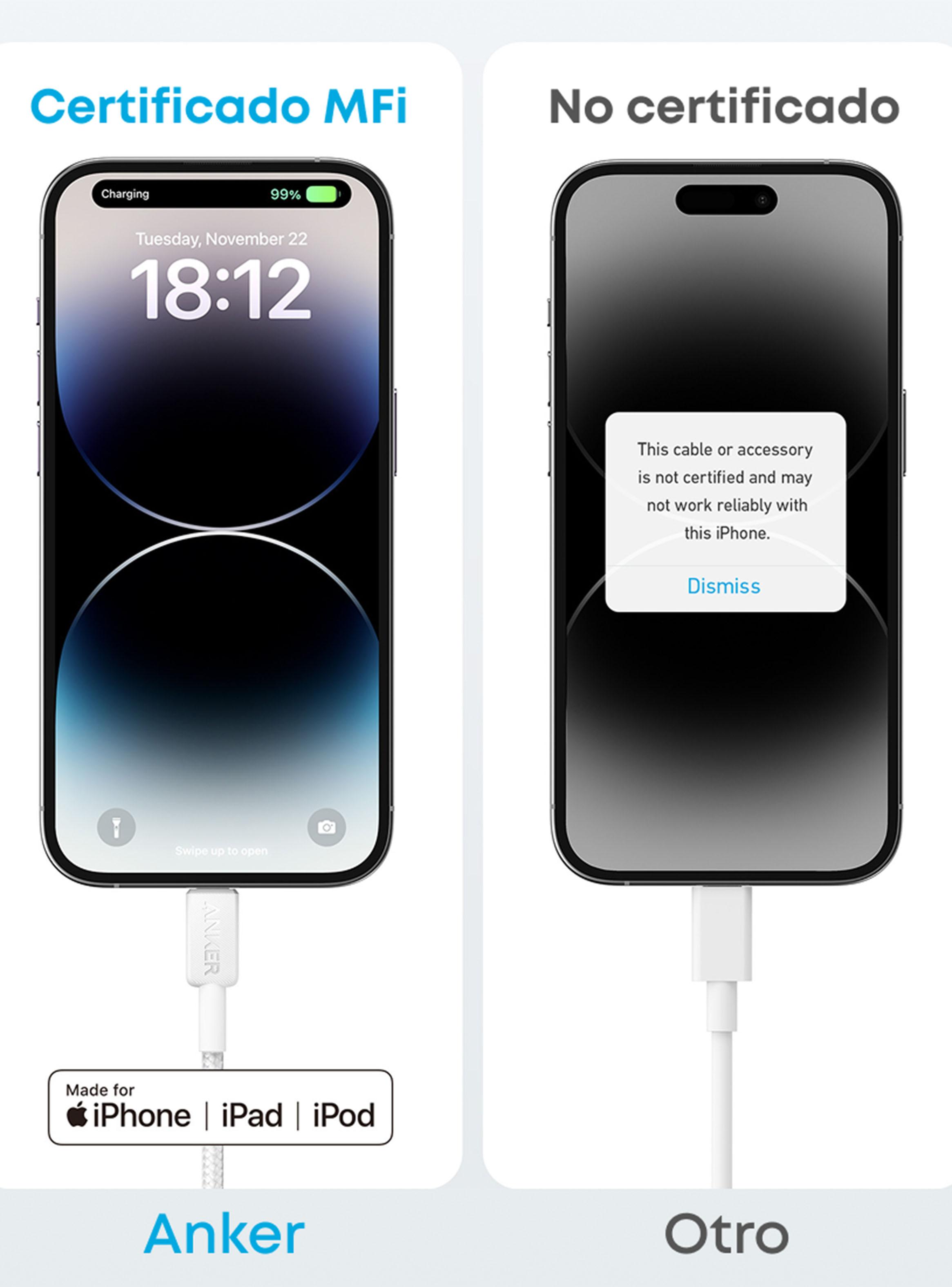 Cable Cargador 60W USB-C a Lightning 1m Blanco-4