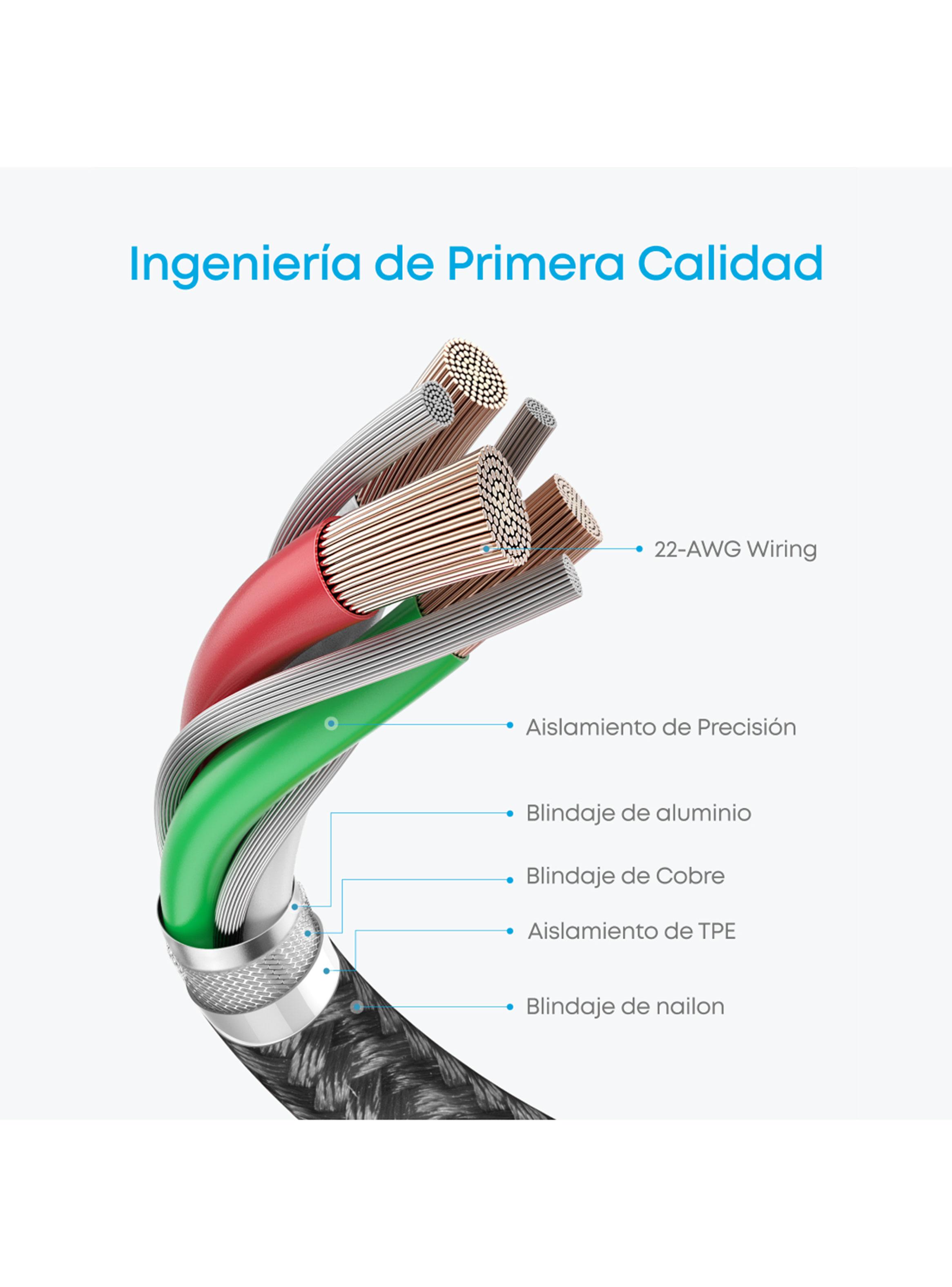 Cable Cargador 60W USB-C a USB-C 2m Negro-2