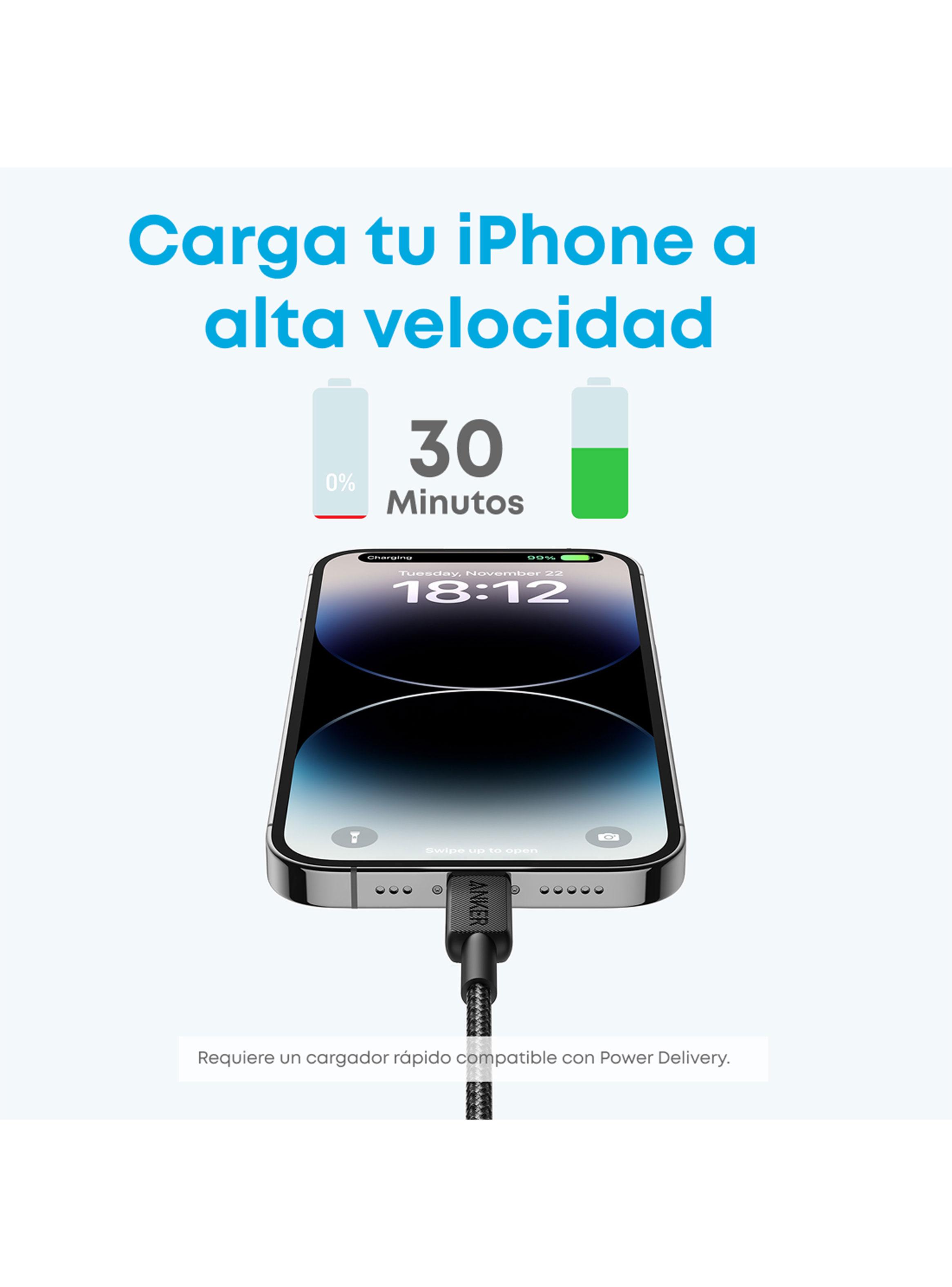 Cable Cargador 60W USB-C a Lightning 3m Negro-2