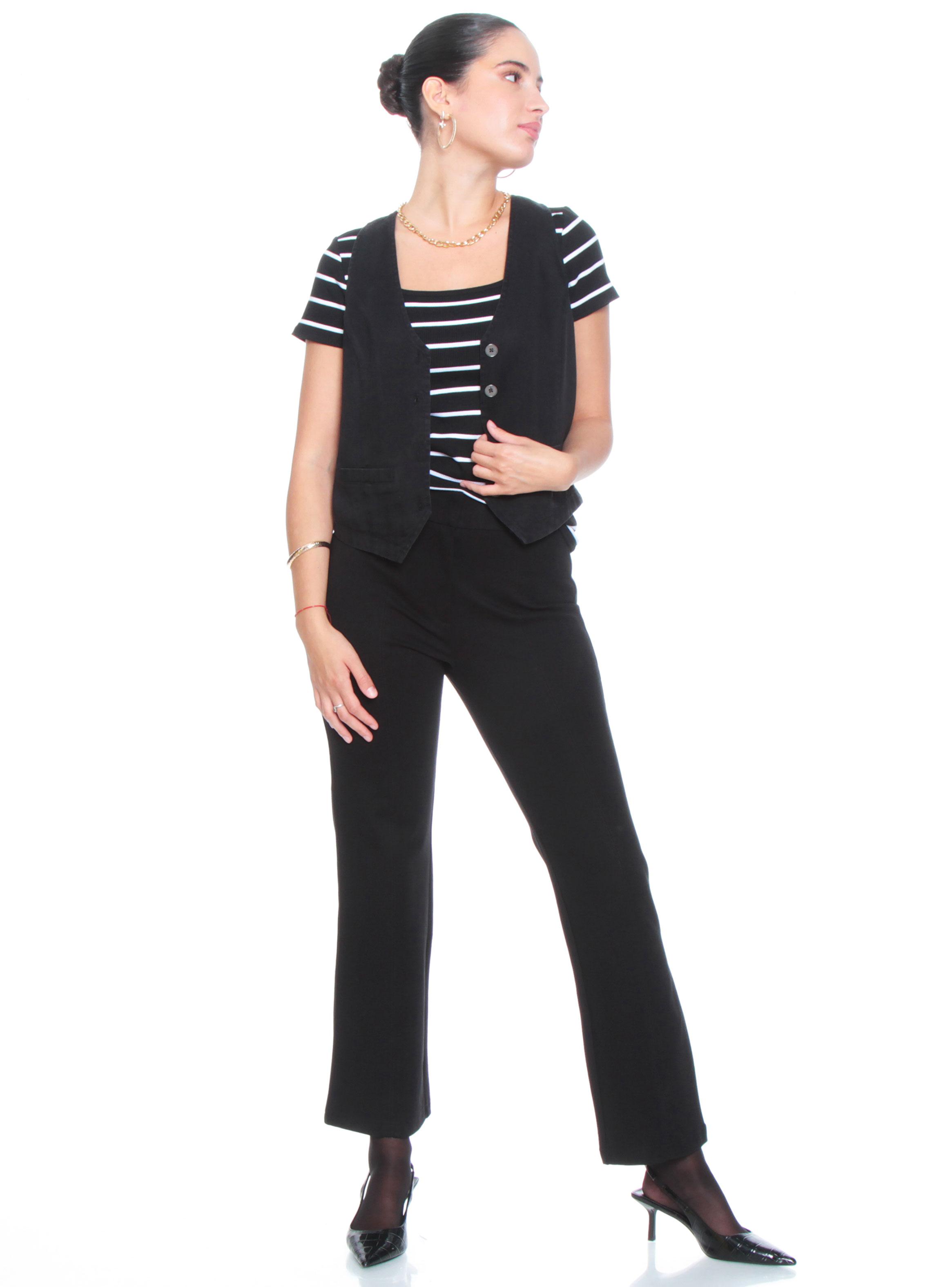 Calza Recto con Corte en Delantero y Doble Broche-3