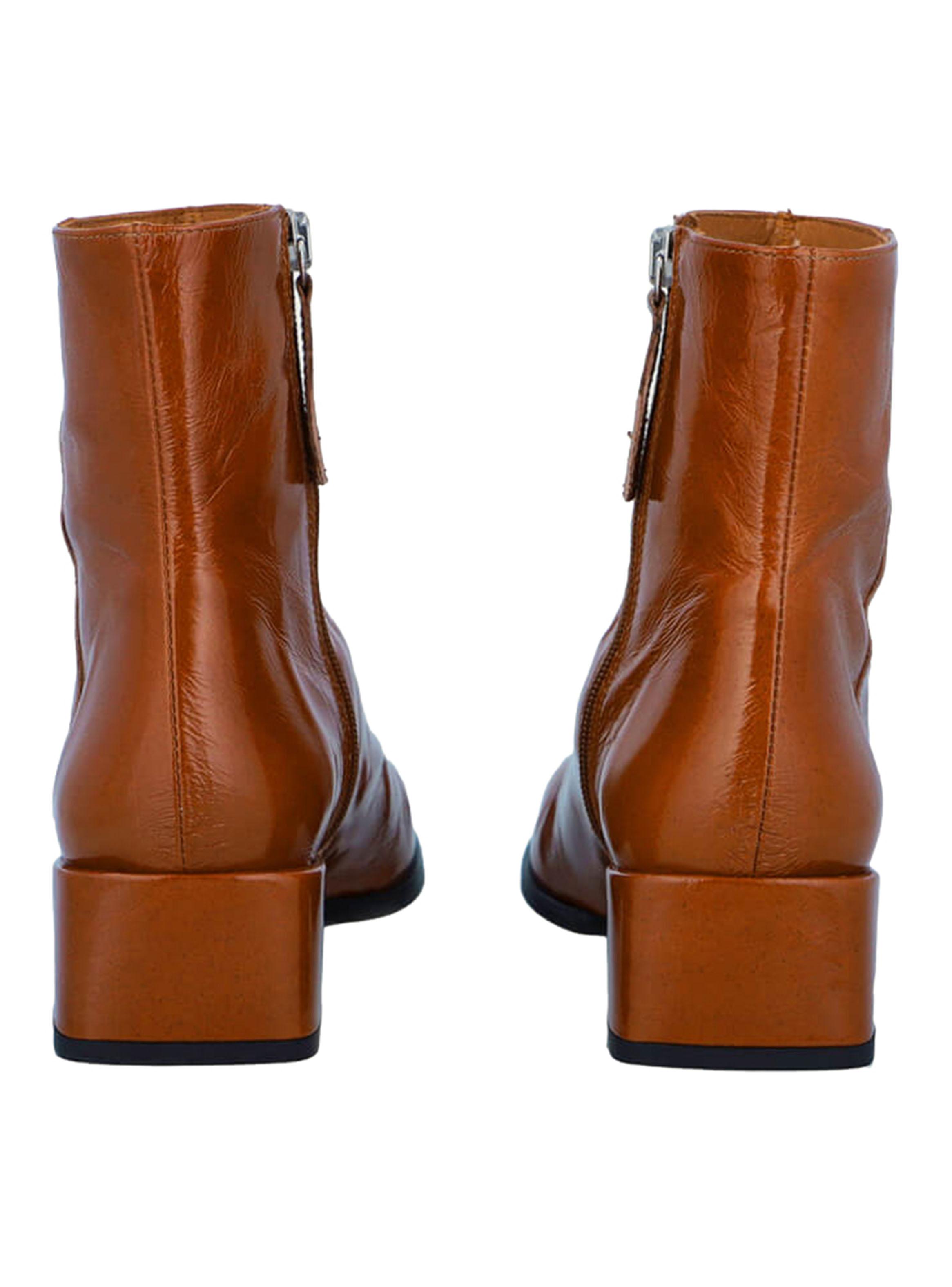 Botín Cierre Metálico Megan Brown Cuero Mujer-3