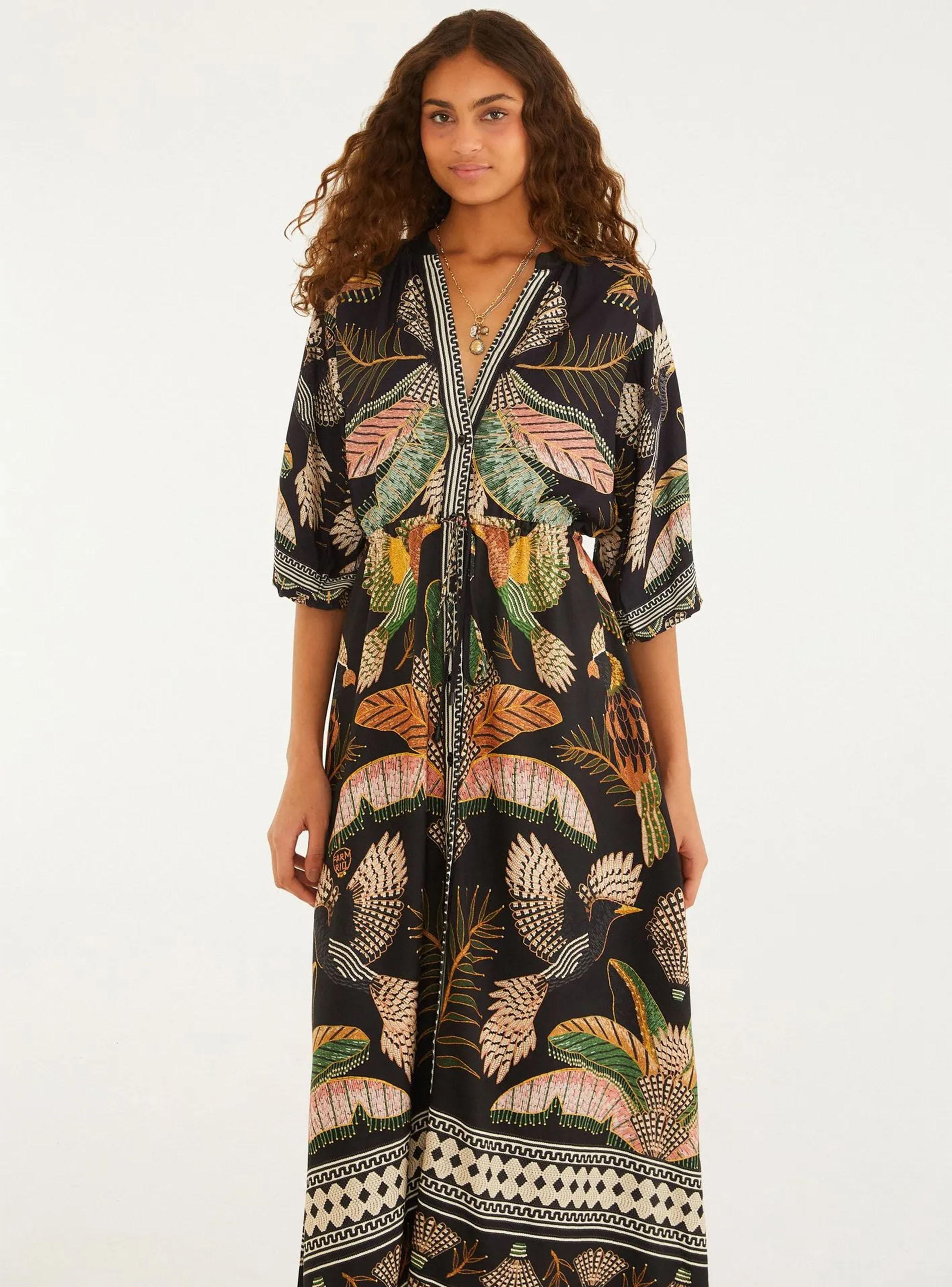 Vestido Midi Tropical Colores Oscuros-2