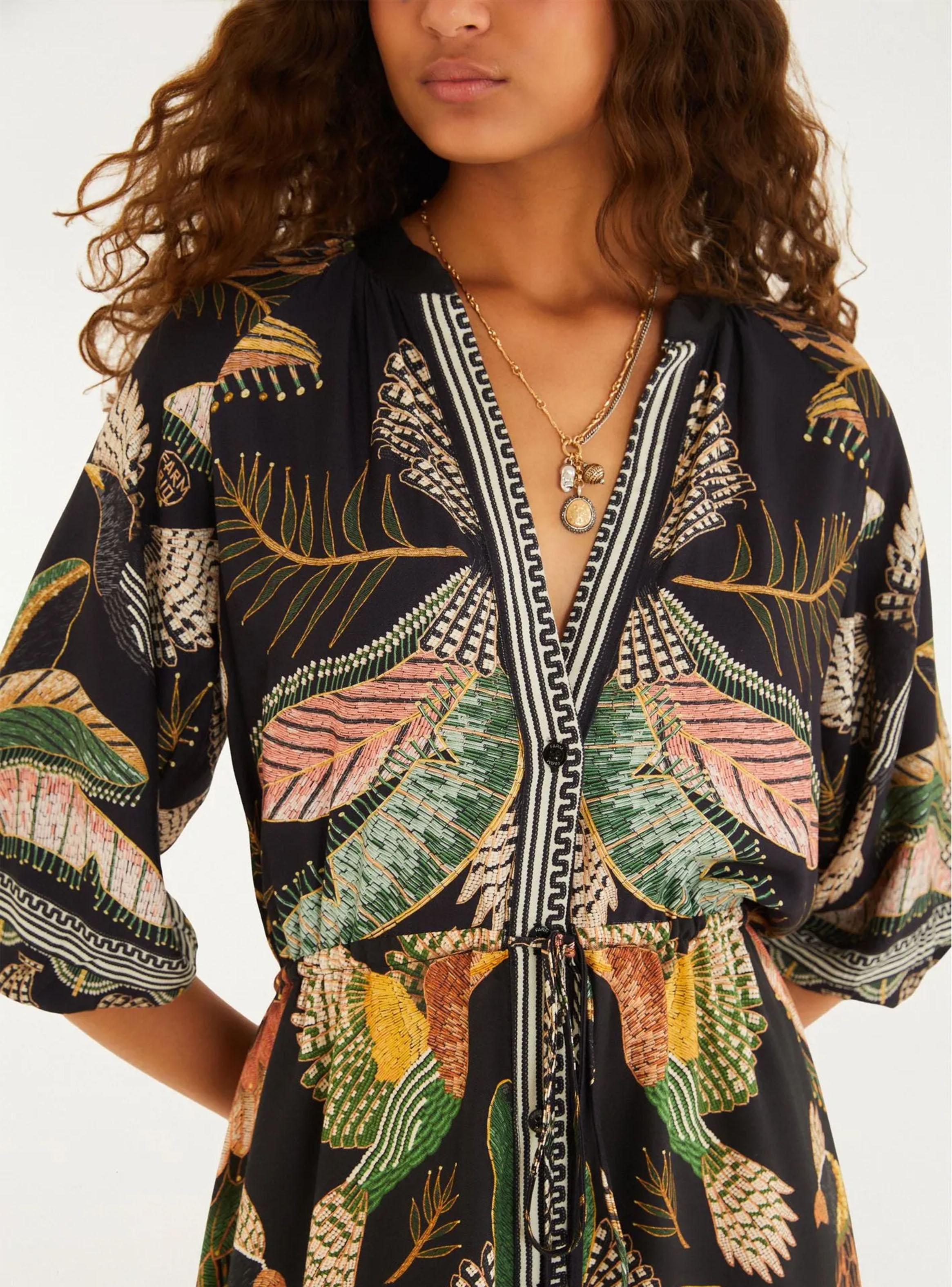 Vestido Midi Tropical Colores Oscuros-3