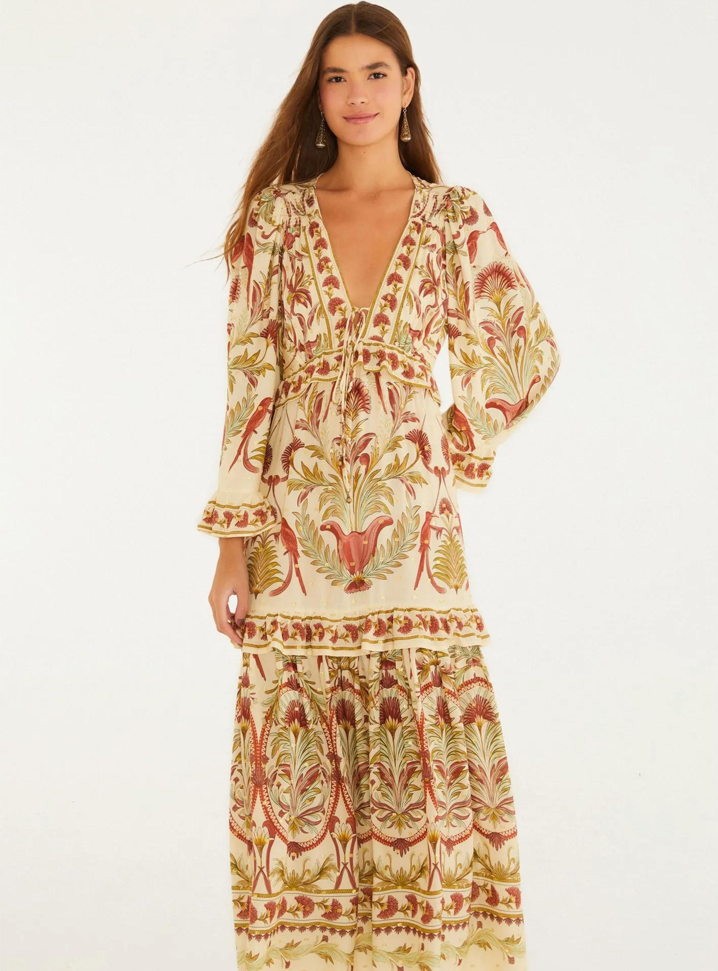 Vestido Midi Tropical Colores Claros-2