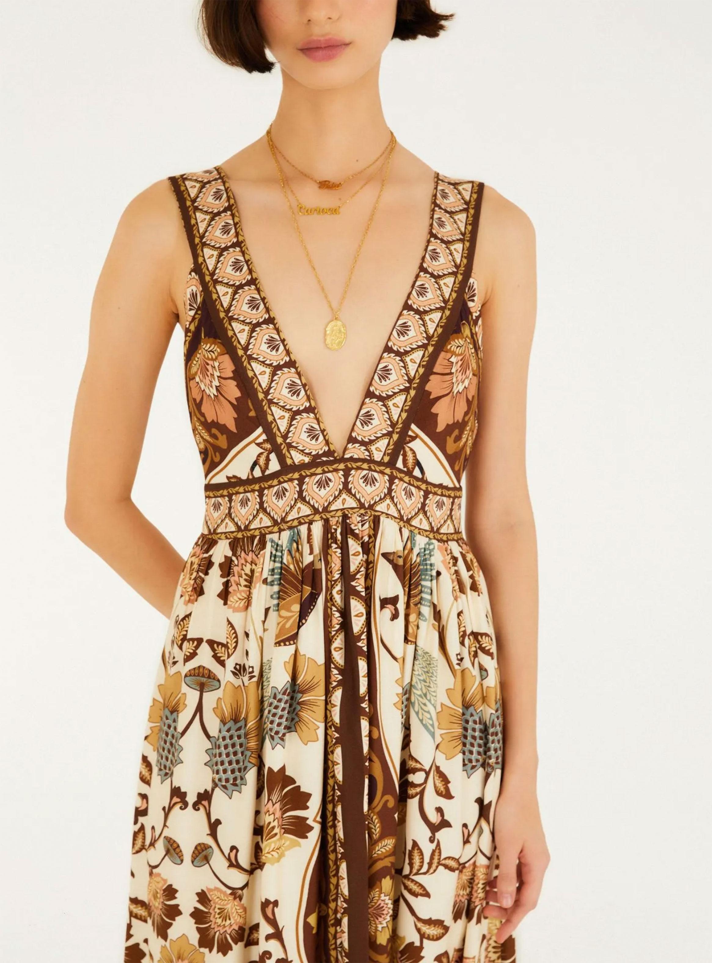 Vestido Largo Floral Retro-2