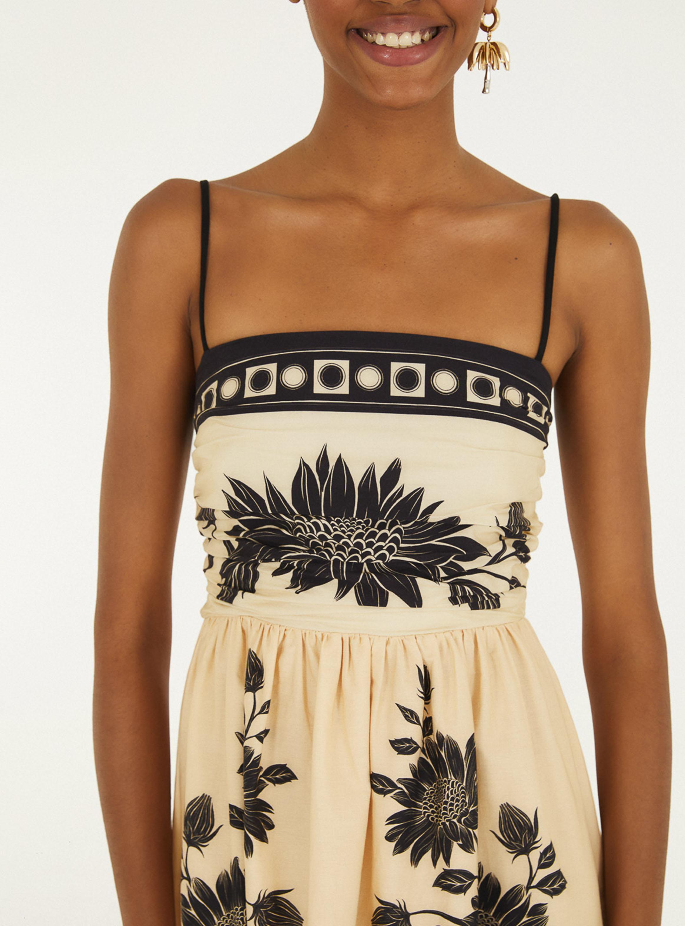 Vestido Midi de Tirantes con Estampado Floral Bicolor-3