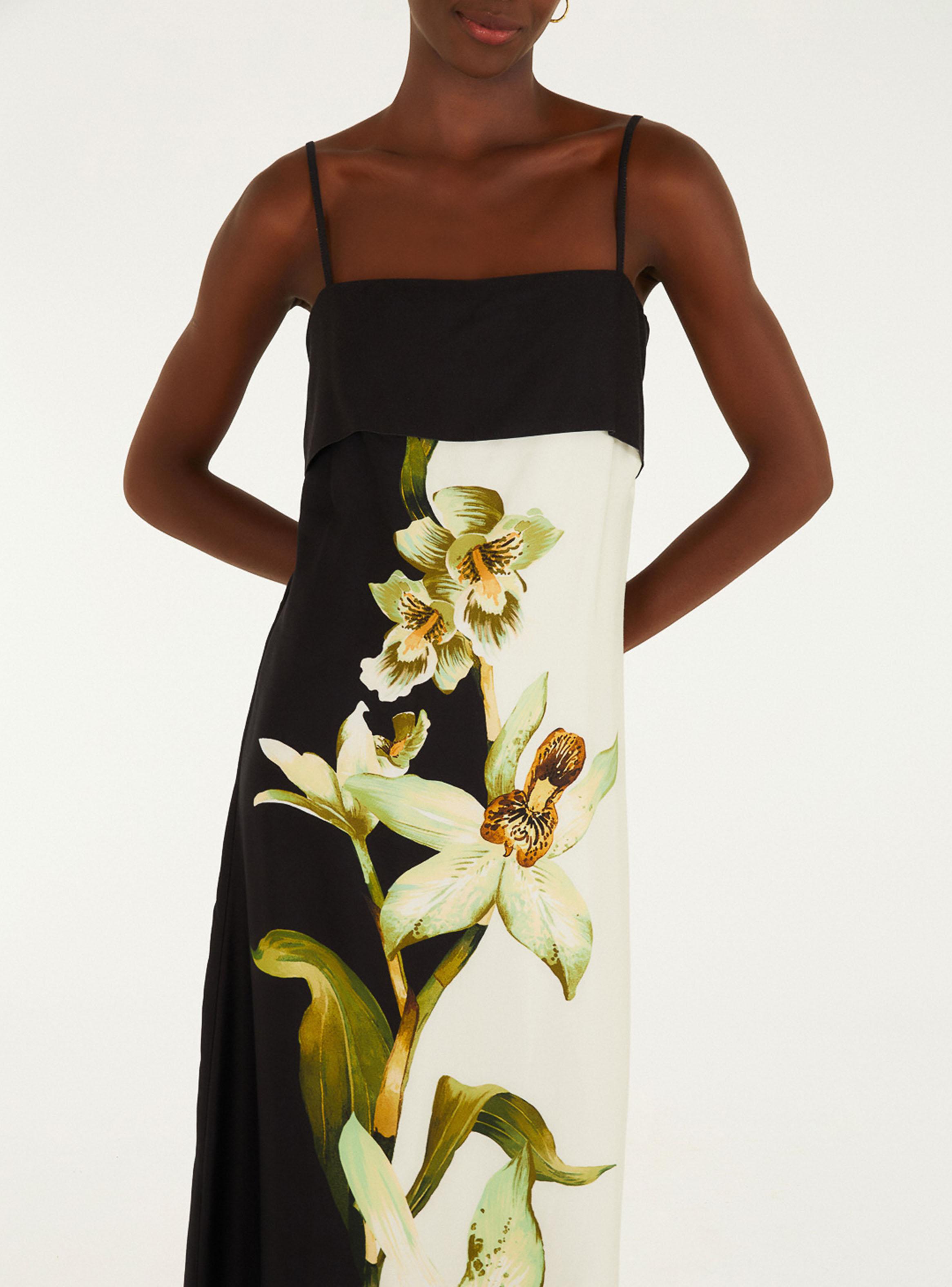 Vestido Bicolor Estampado Orquídea-3