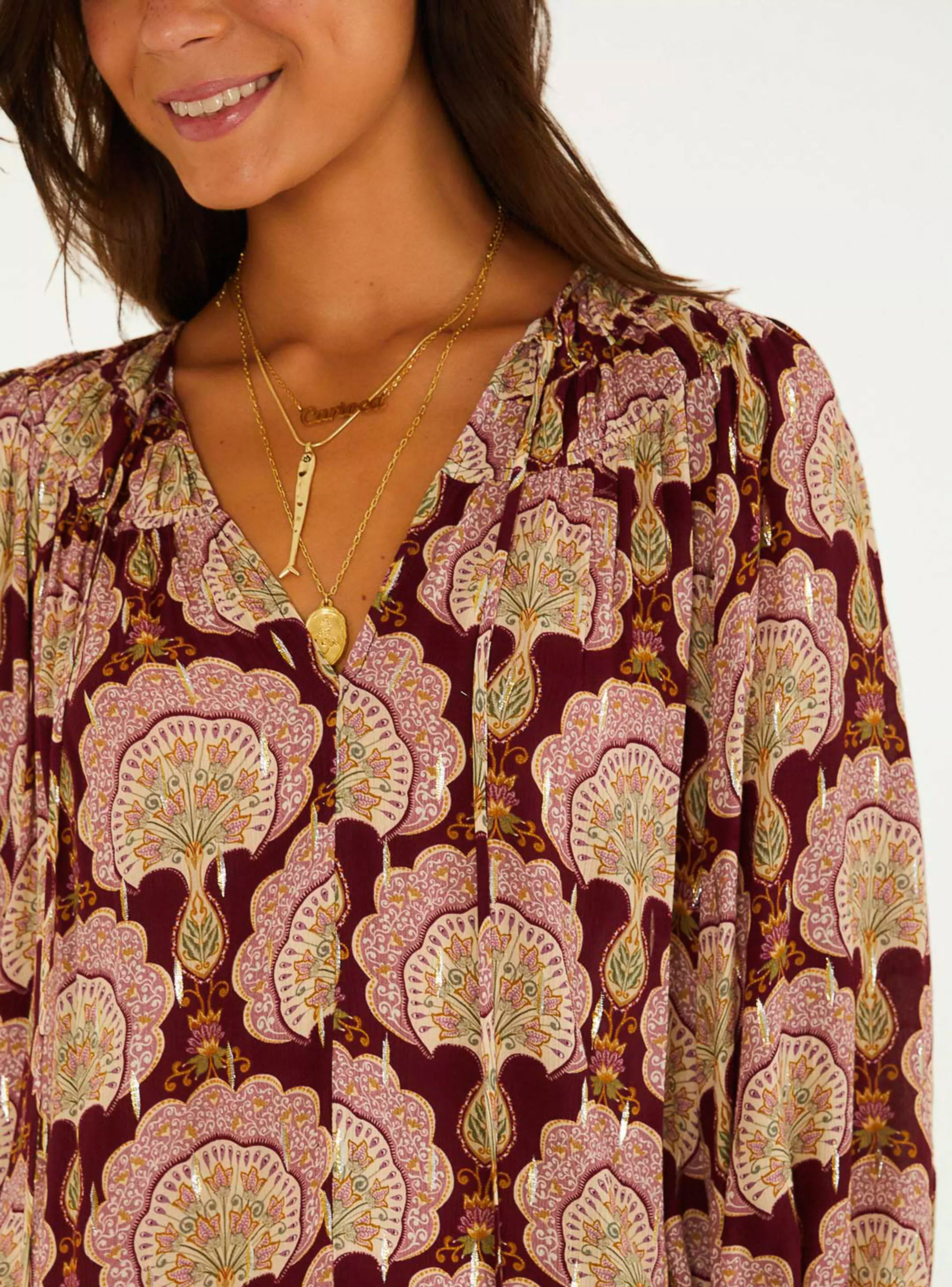 Blusa Granada Floral Vintage de Corte Fluido-2