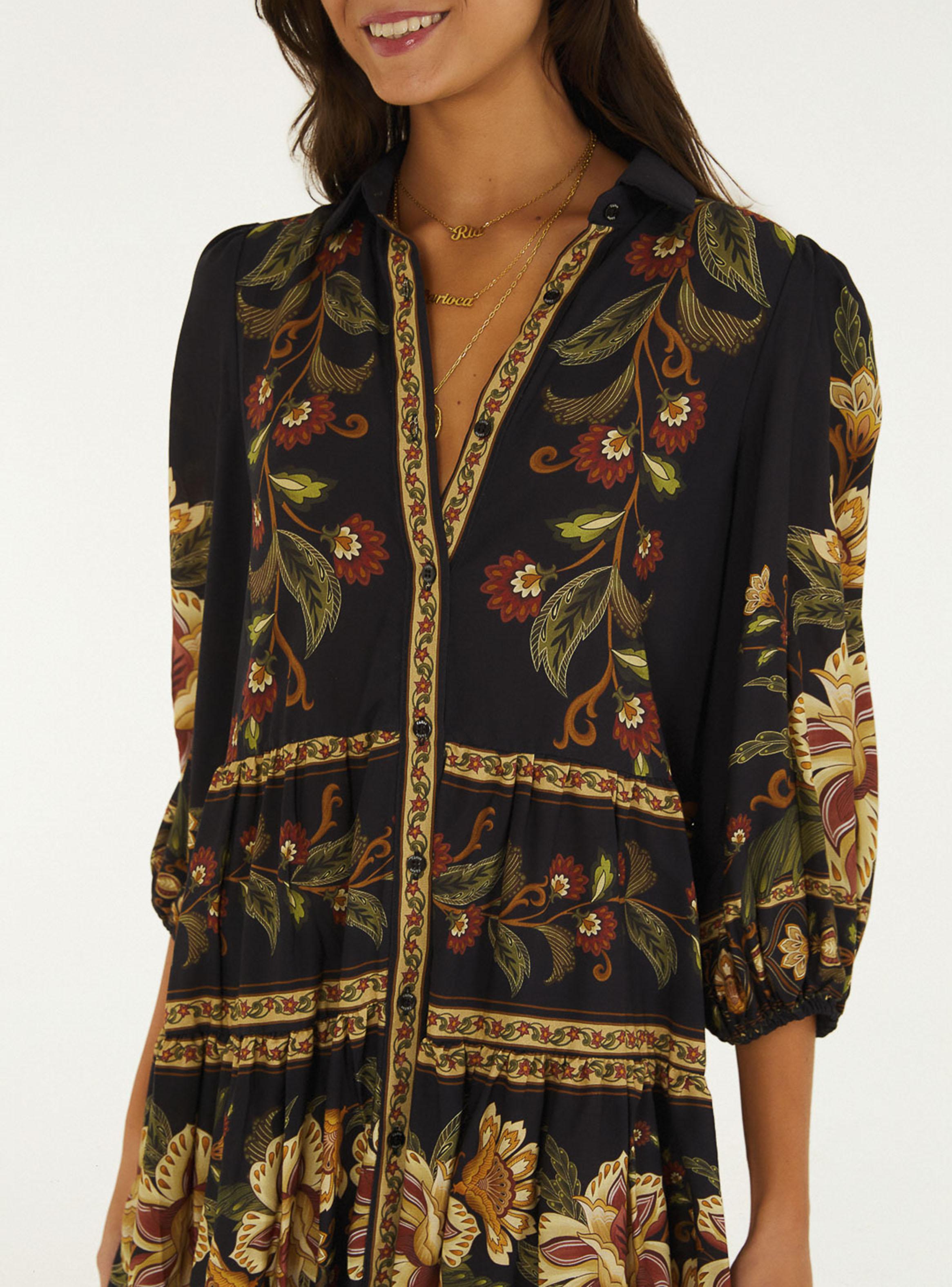 Vestido de Paneles Escalonados Estampado de Mosaico-2
