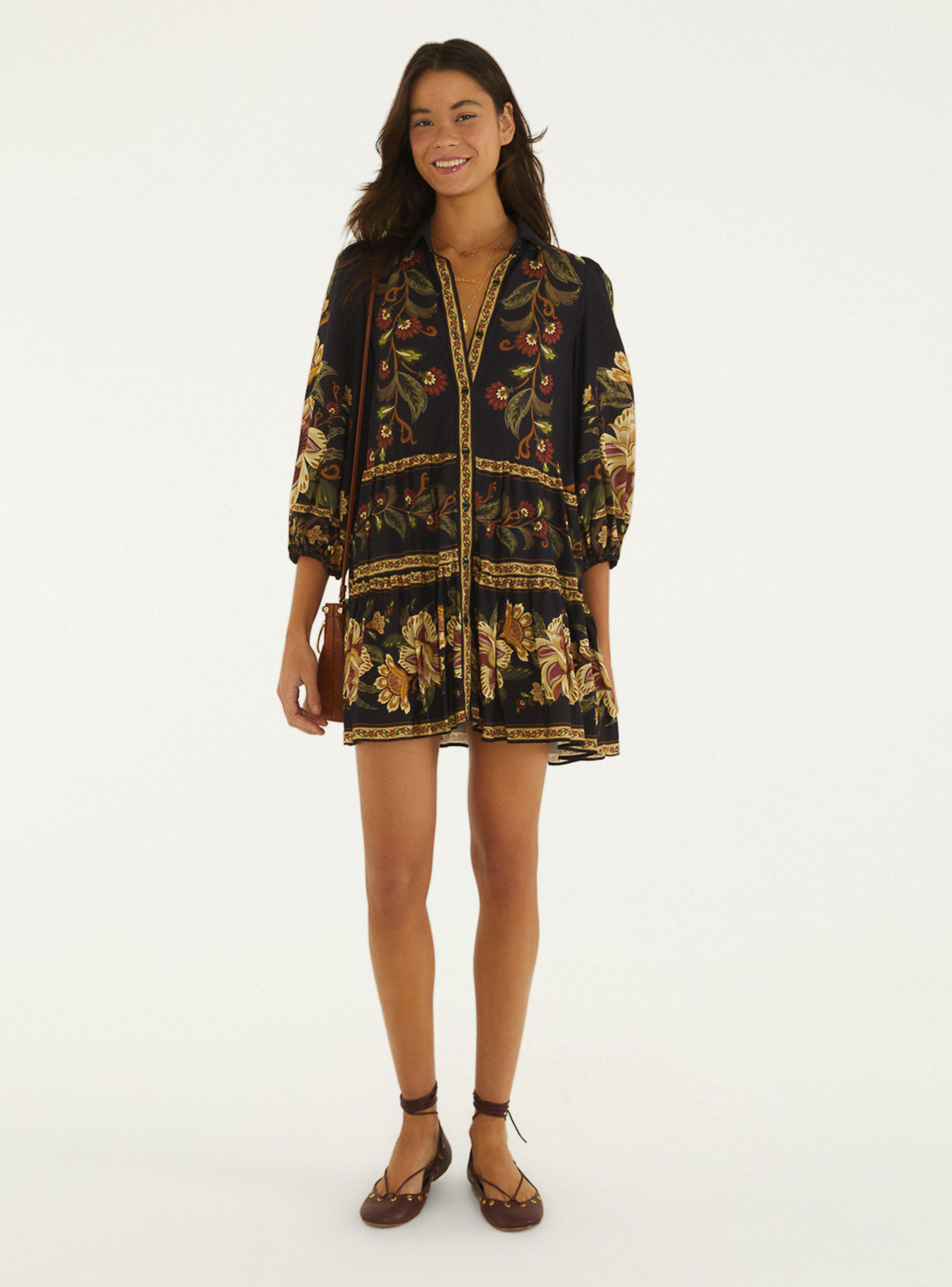 Vestido de Paneles Escalonados Estampado de Mosaico-3