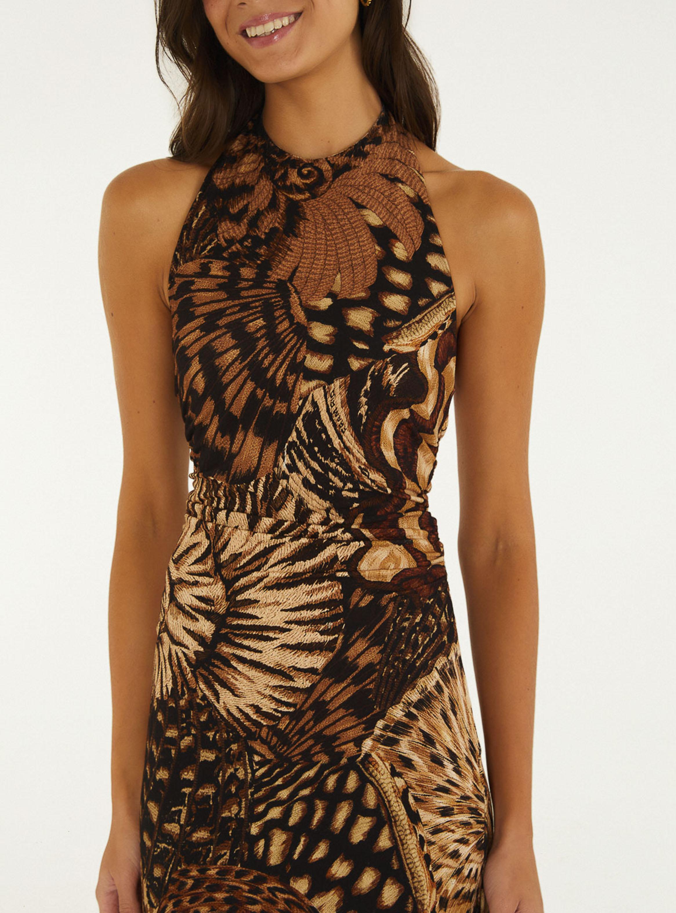 Vestido Midi Halter Estampado Texturizado-3