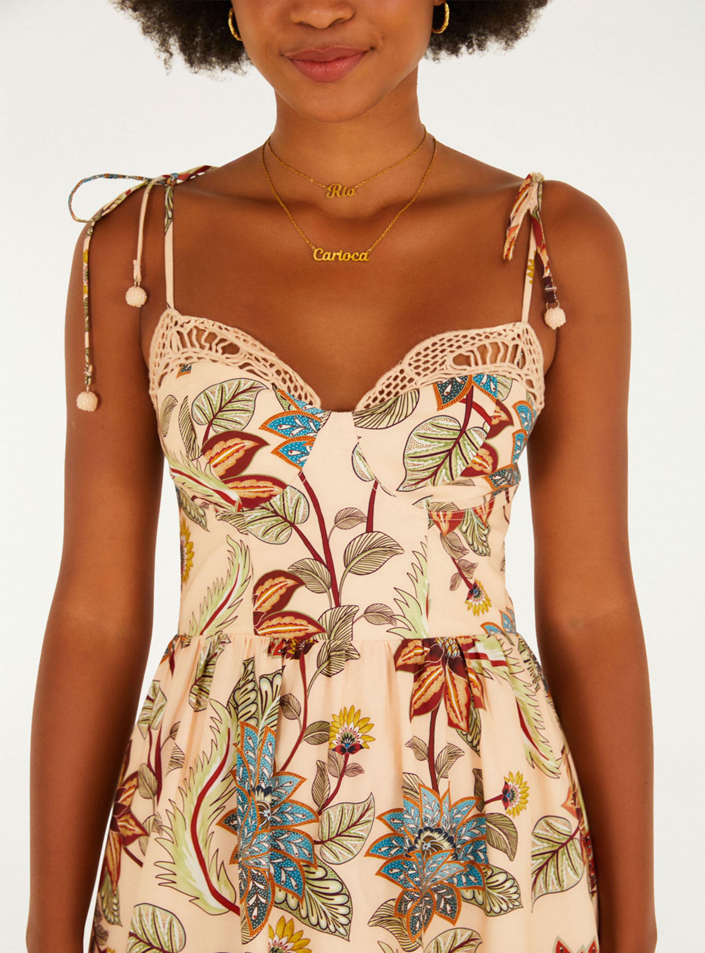 Vestido Midi Escote Corazón Estampado Vintage-3