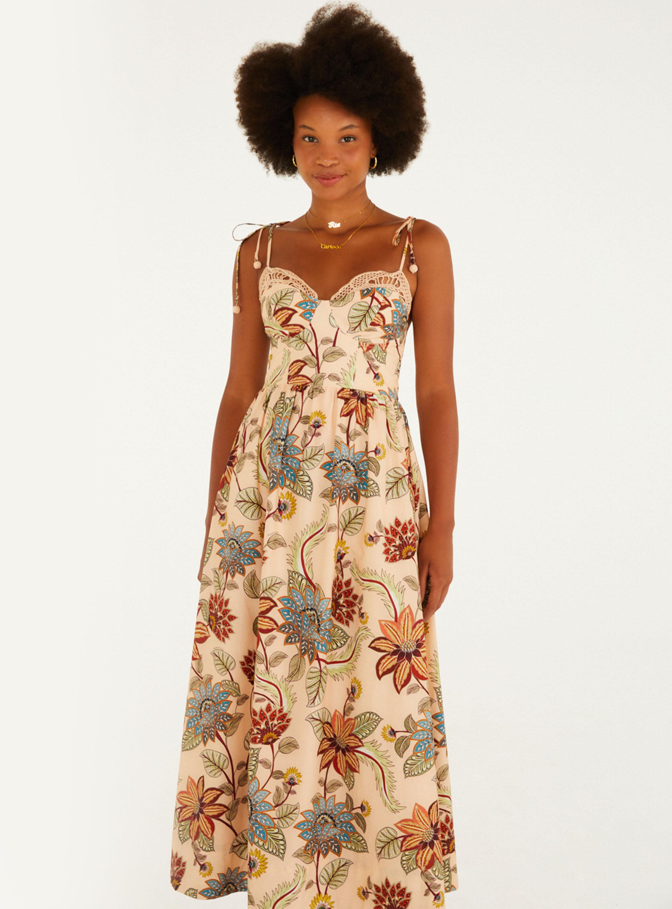 Vestido Midi Escote Corazón Estampado Vintage-2