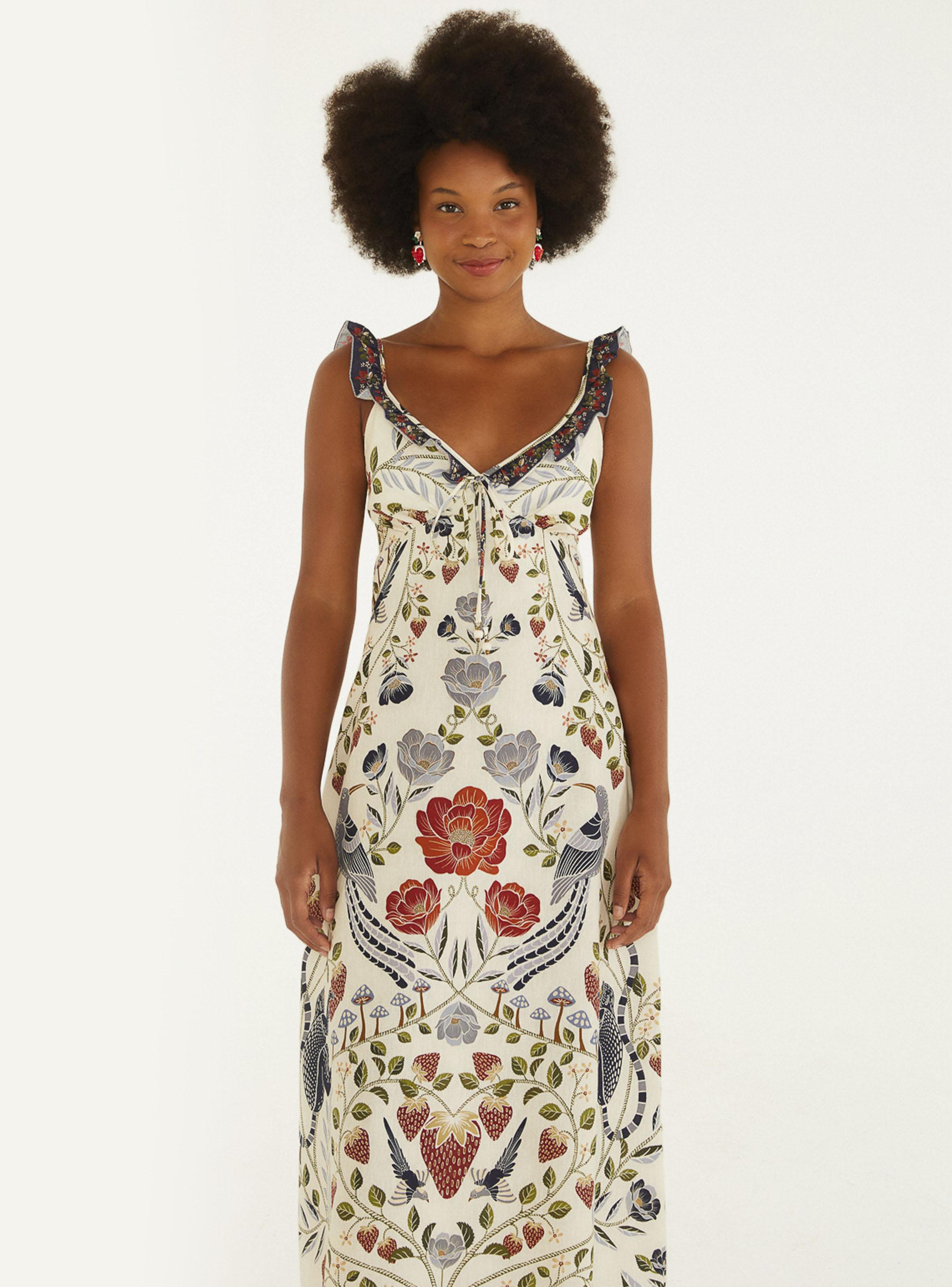 Vestido Midi con Vuelos Estampado Floral Simétrico-2