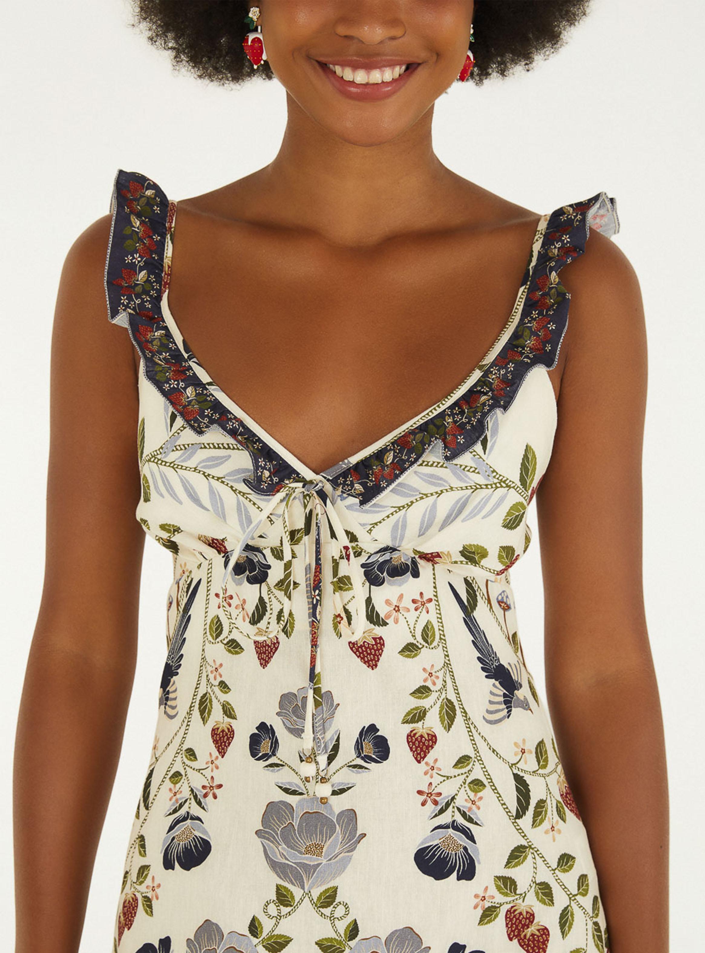 Vestido Midi con Vuelos Estampado Floral Simétrico-3