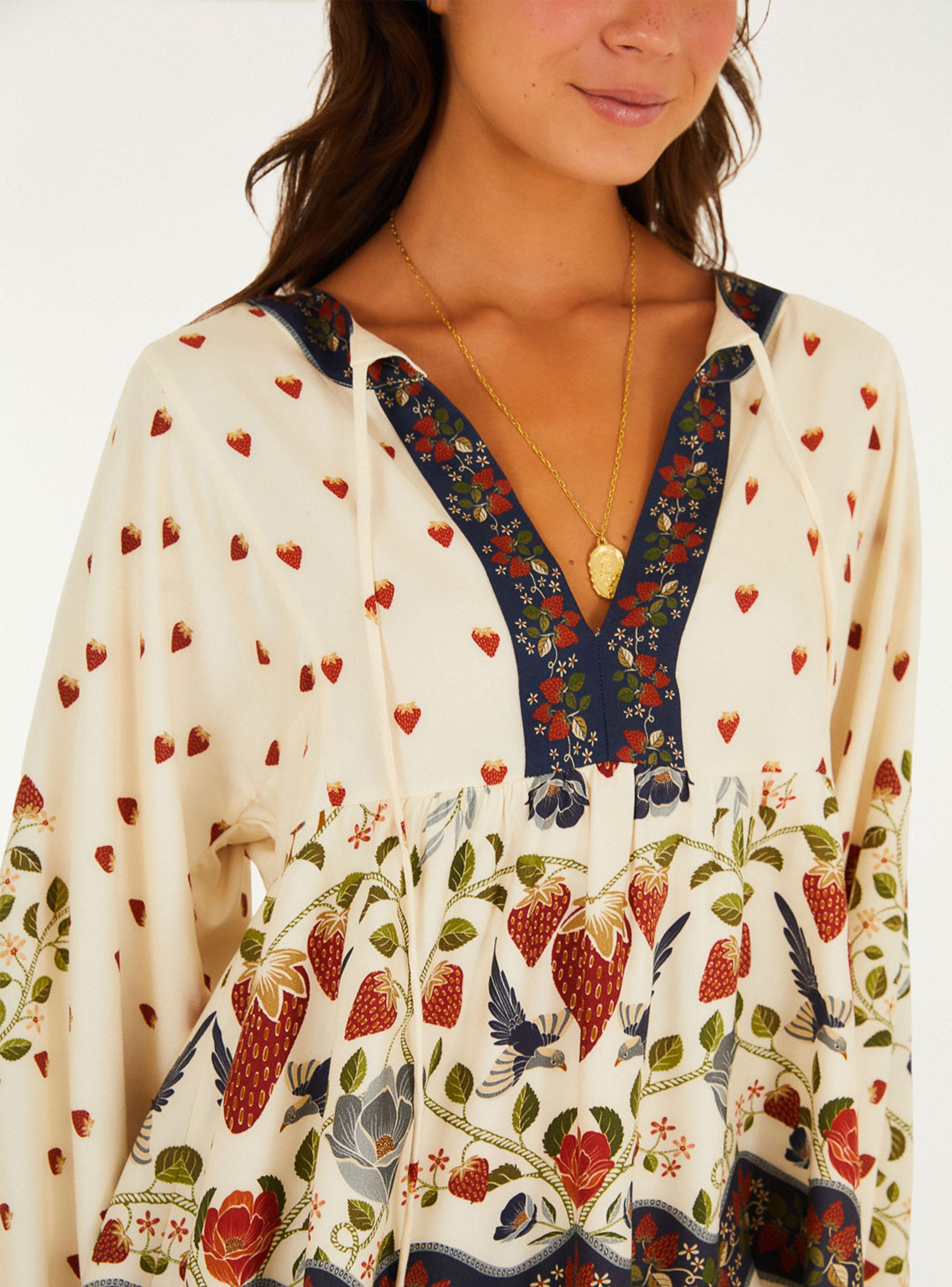 Blusa Boho Estampado Fresas-2