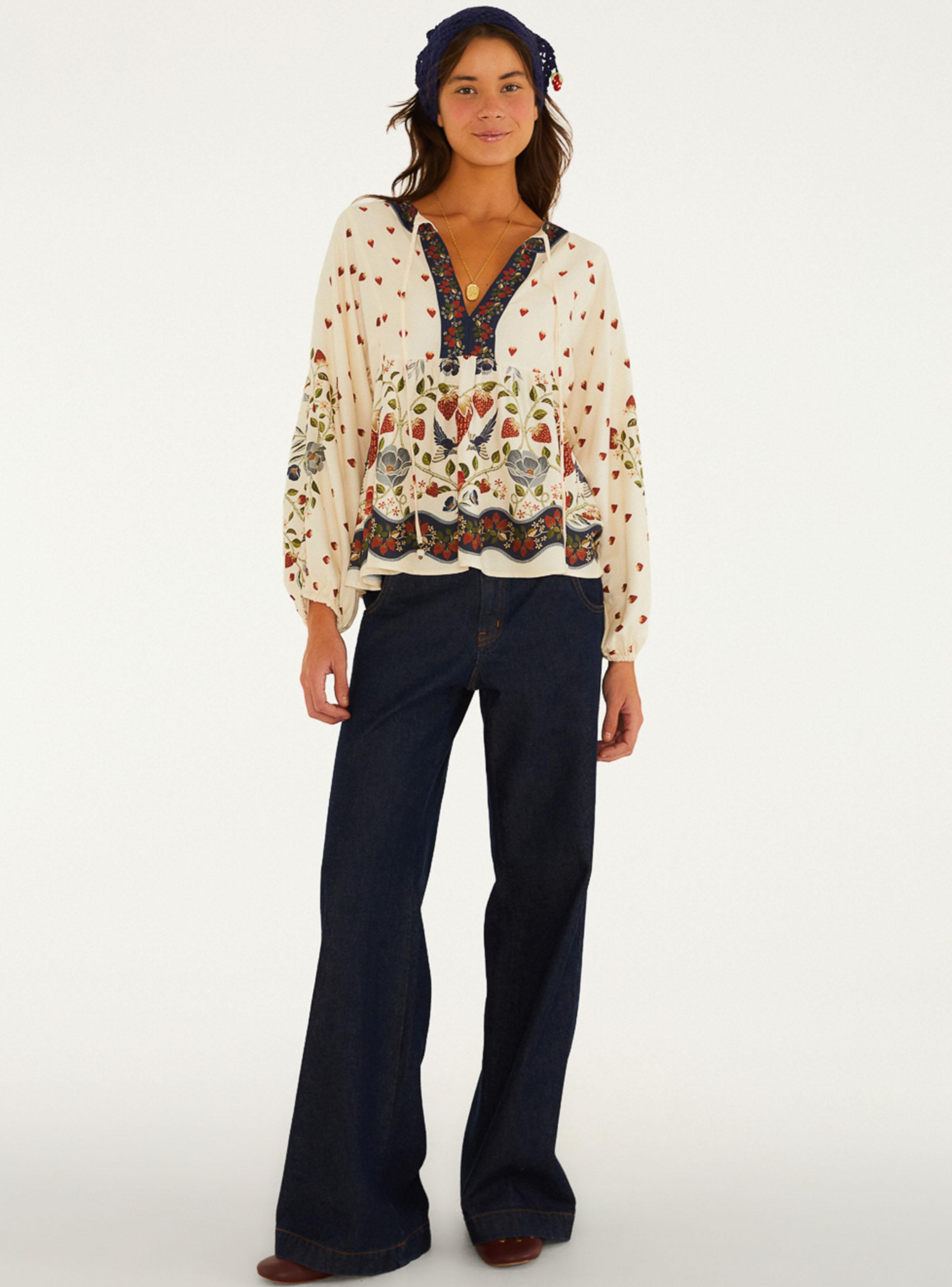 Blusa Boho Estampado Fresas-3