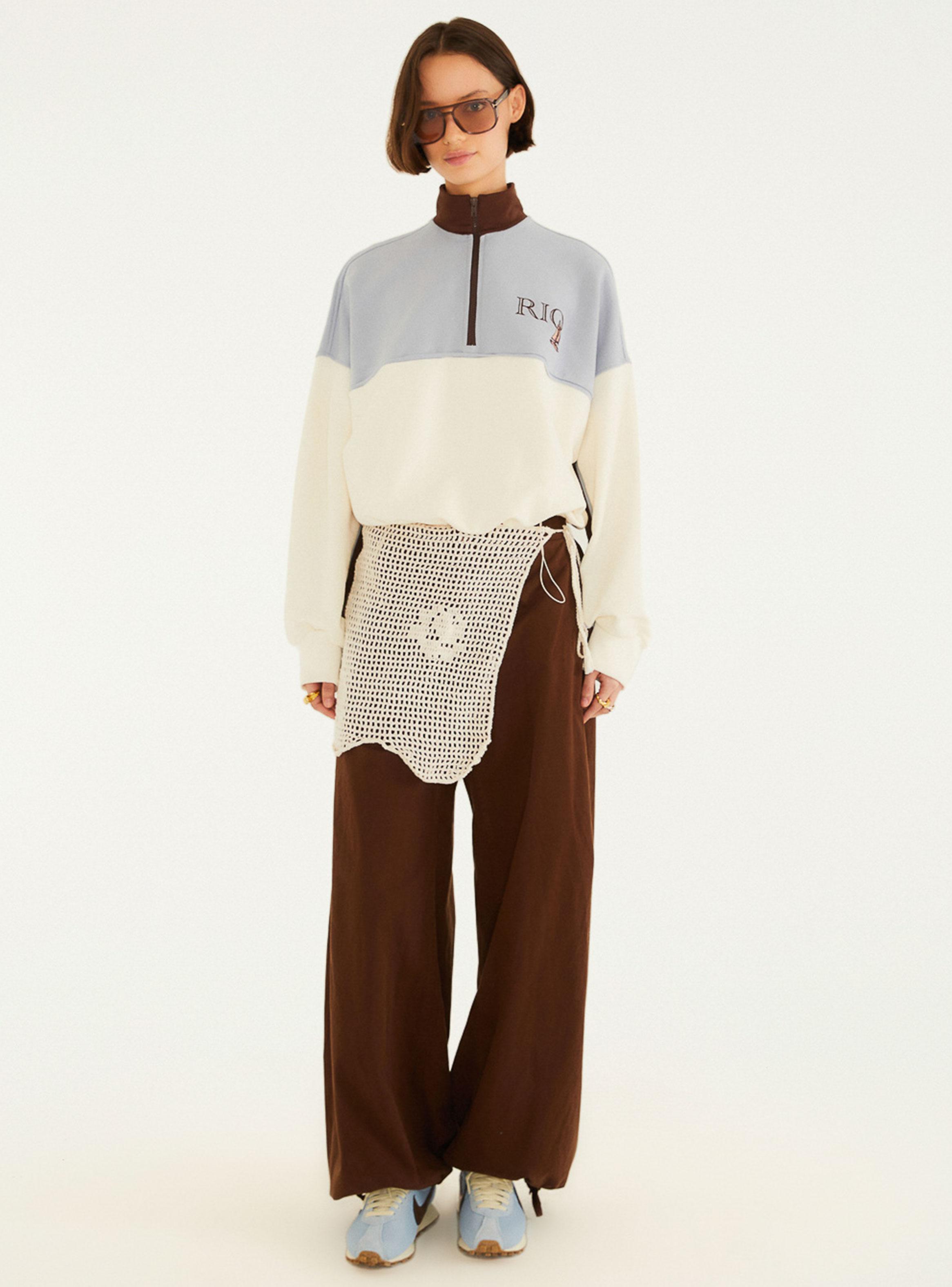 Polerón Half Zip Cuello Alto Bicolor Retro-3