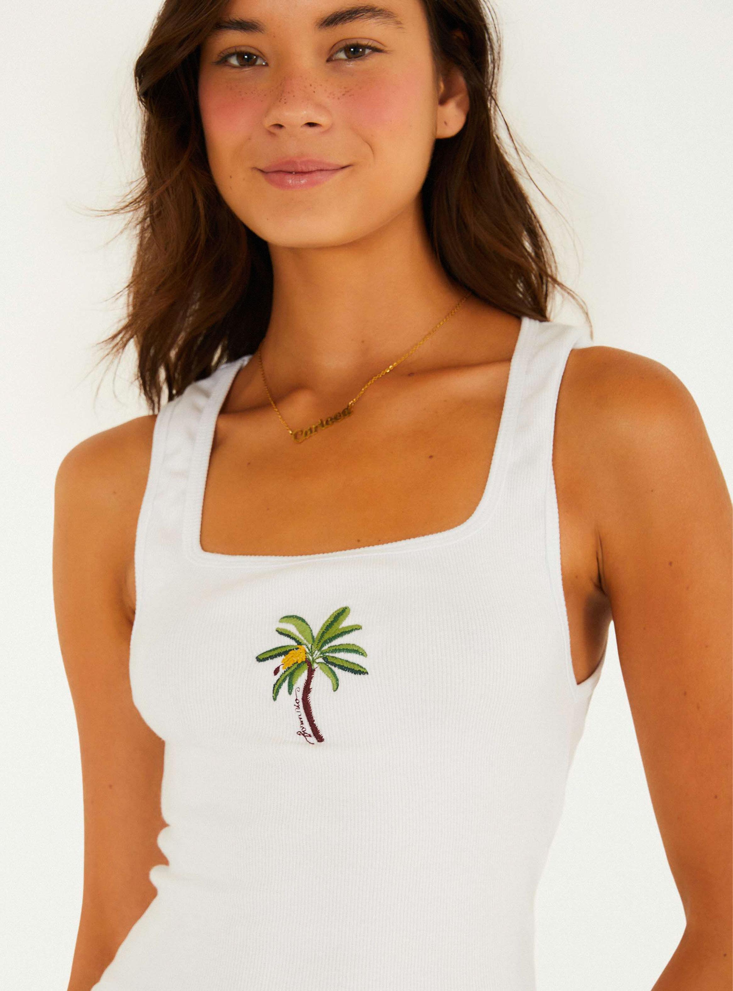 Polera Escote Cuadrado con Bordado de Palmera-2