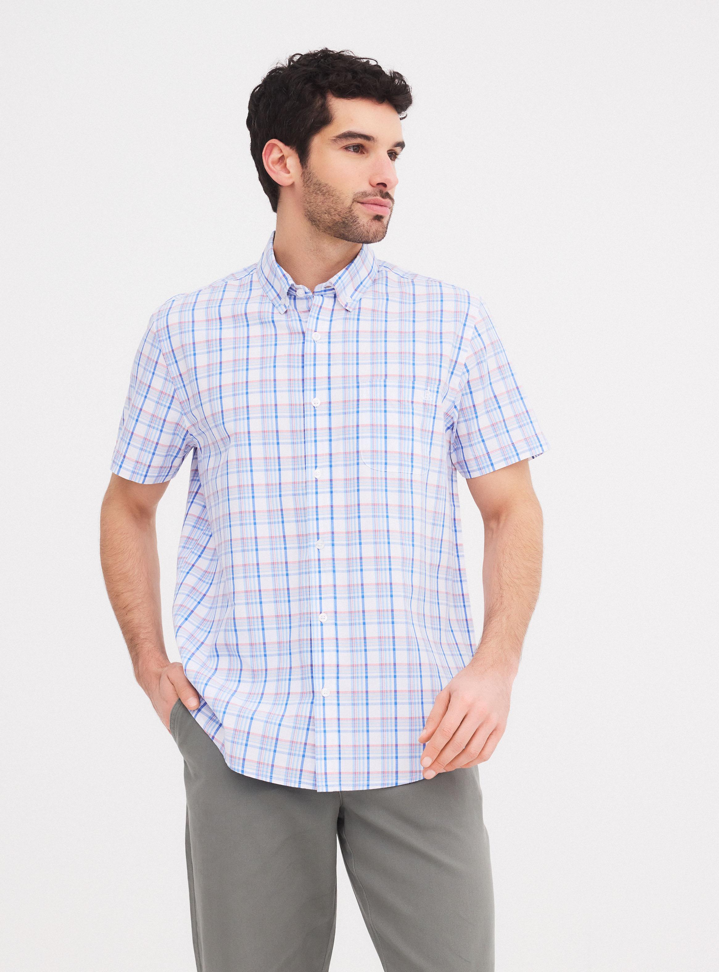 Camisa Manga Corta Cuadros Colores-0